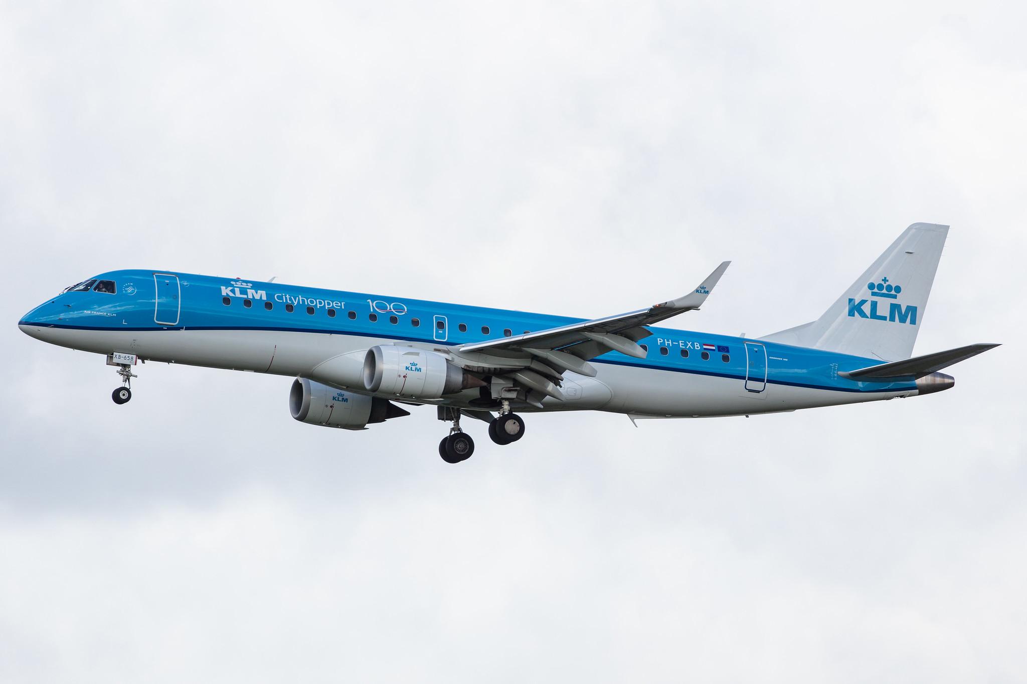 Amsterdam Airport Schiphol: KLM (KL / KLM) | Operator: KLM Cityhopper |  Embraer E190STD E190 | PH-EXB | MSN 19000658