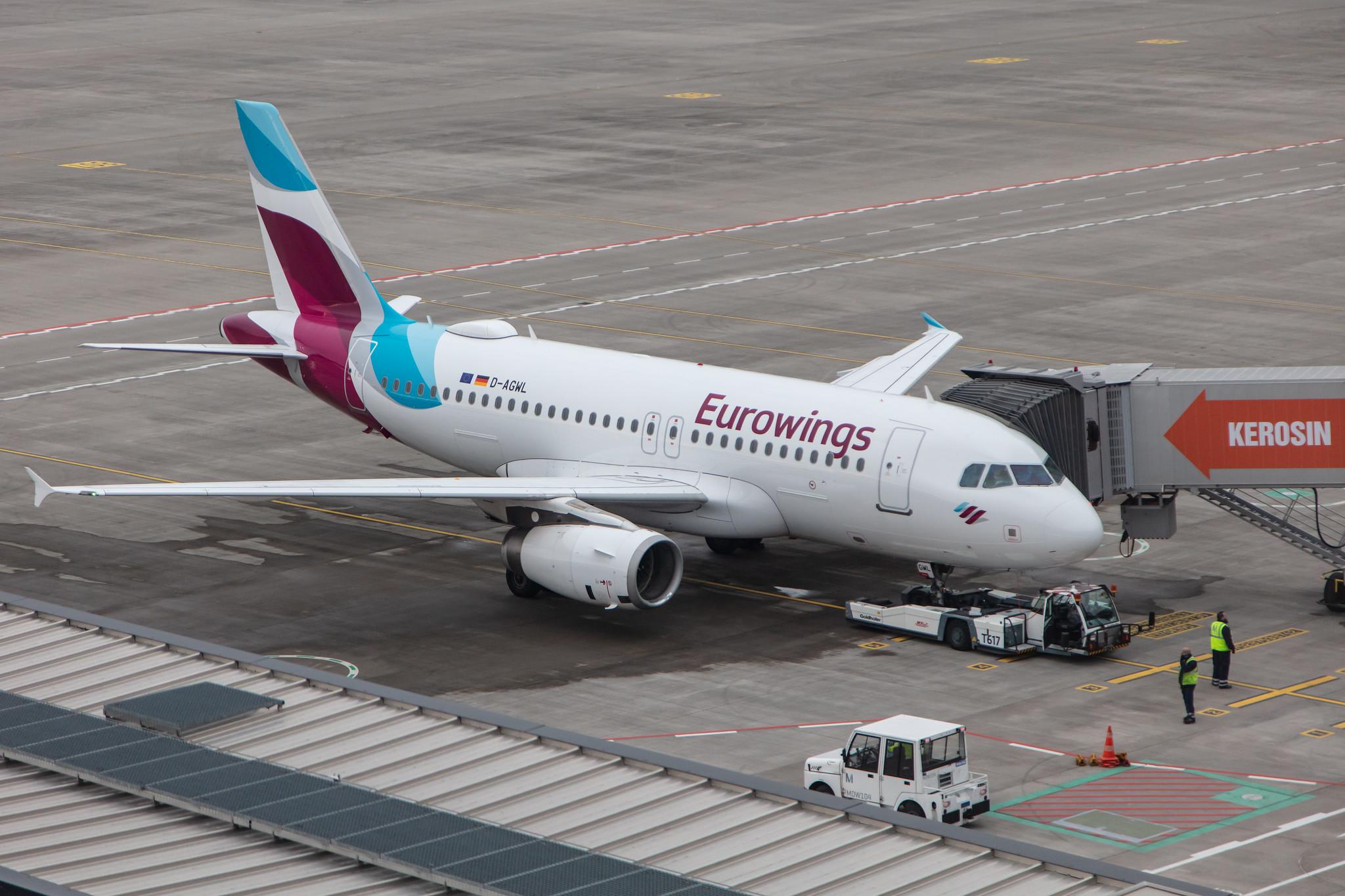 Flughafen Berlin Brandenburg: Eurowings (EW / EWG) |  Airbus A319-132 A319 | D-AGWL | MSN 3534