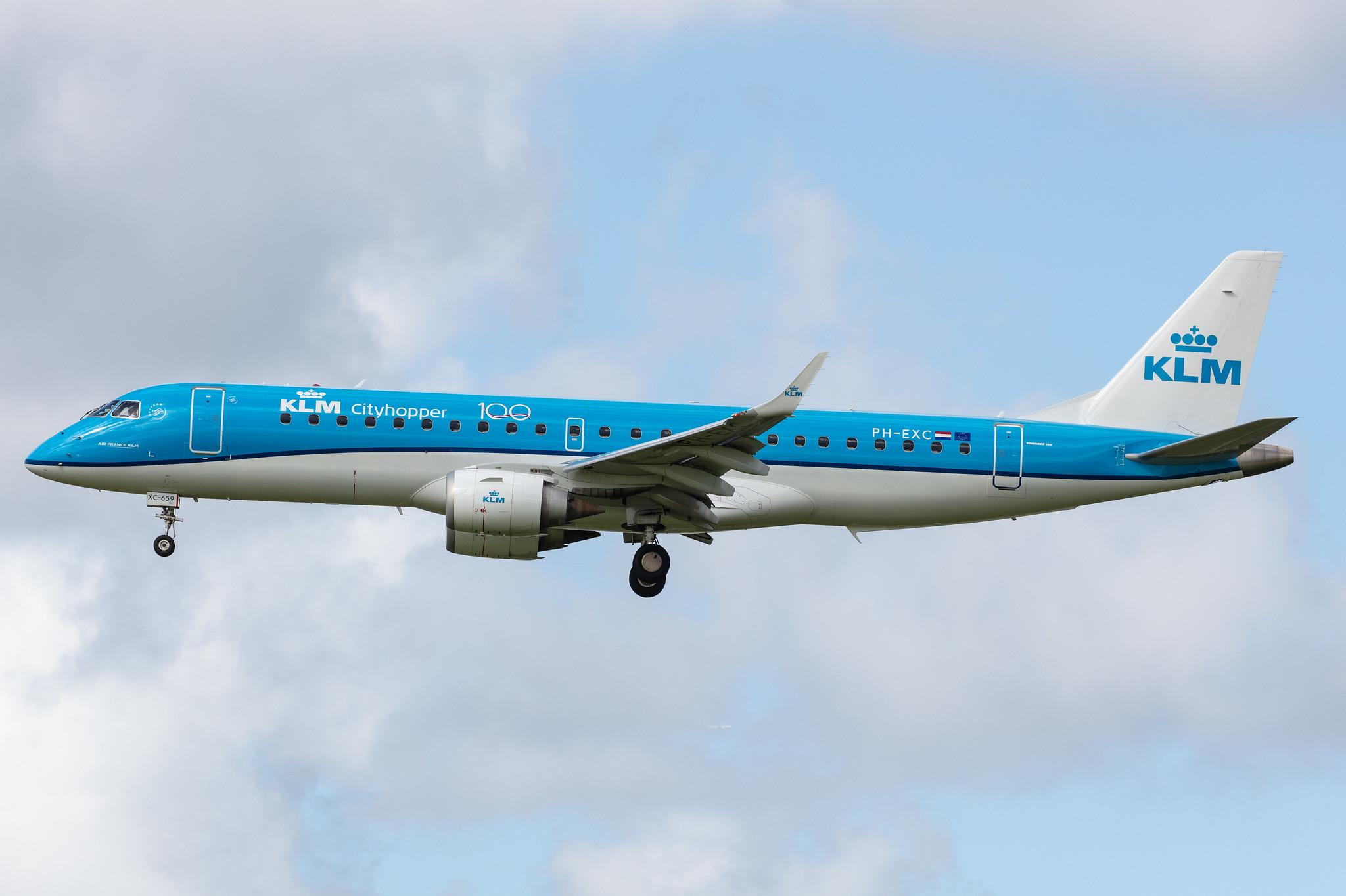 Amsterdam Airport Schiphol: KLM (KL / KLM) | Operator: KLM Cityhopper |  Embraer E190STD E190 | PH-EXC | MSN 19000659