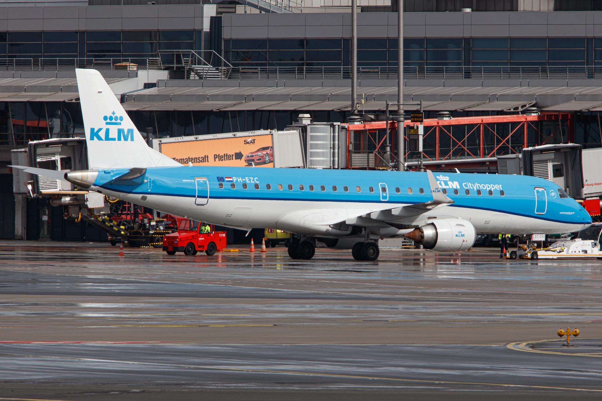 Hamburg Airport: KLM (KL / KLM) | Operator: KLM Cityhopper |  Embraer E190STD E190 | PH-EZC | MSN 19000250