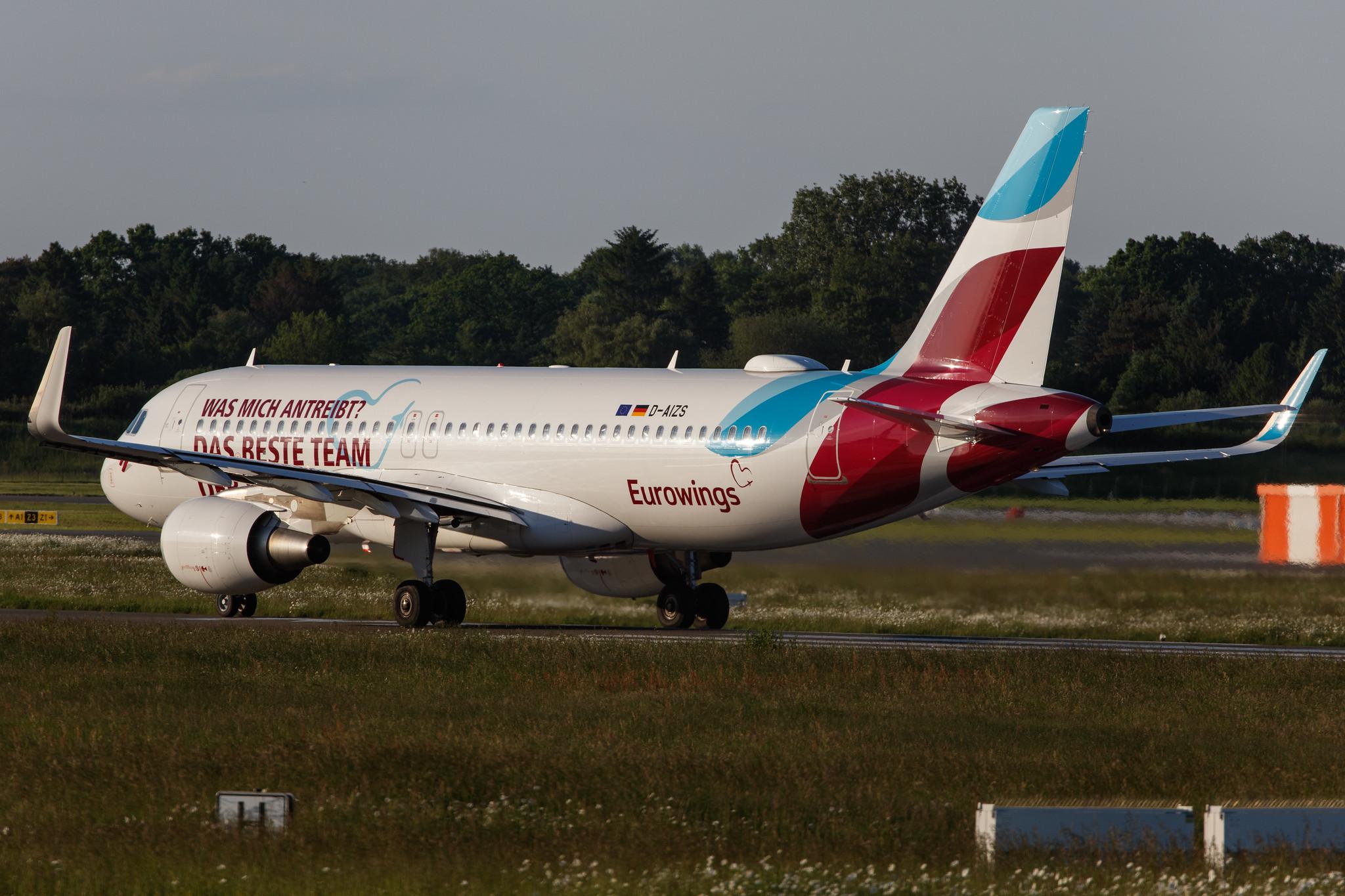 Hamburg Airport: Eurowings (EW / EWG) |  Livery: Das beste Team der Welt Livery |  Airbus A320-214 A320 | D-AIZS | MSN 5557