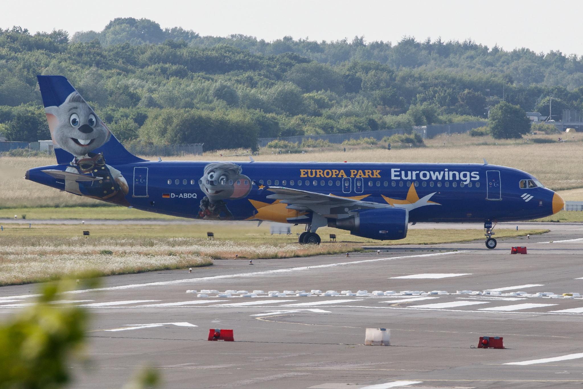 Hamburg Airport: Eurowings (EW / EWG) |  Livery: Europa Park Livery |  Airbus A320-214 A320 | D-ABDQ | MSN 3121