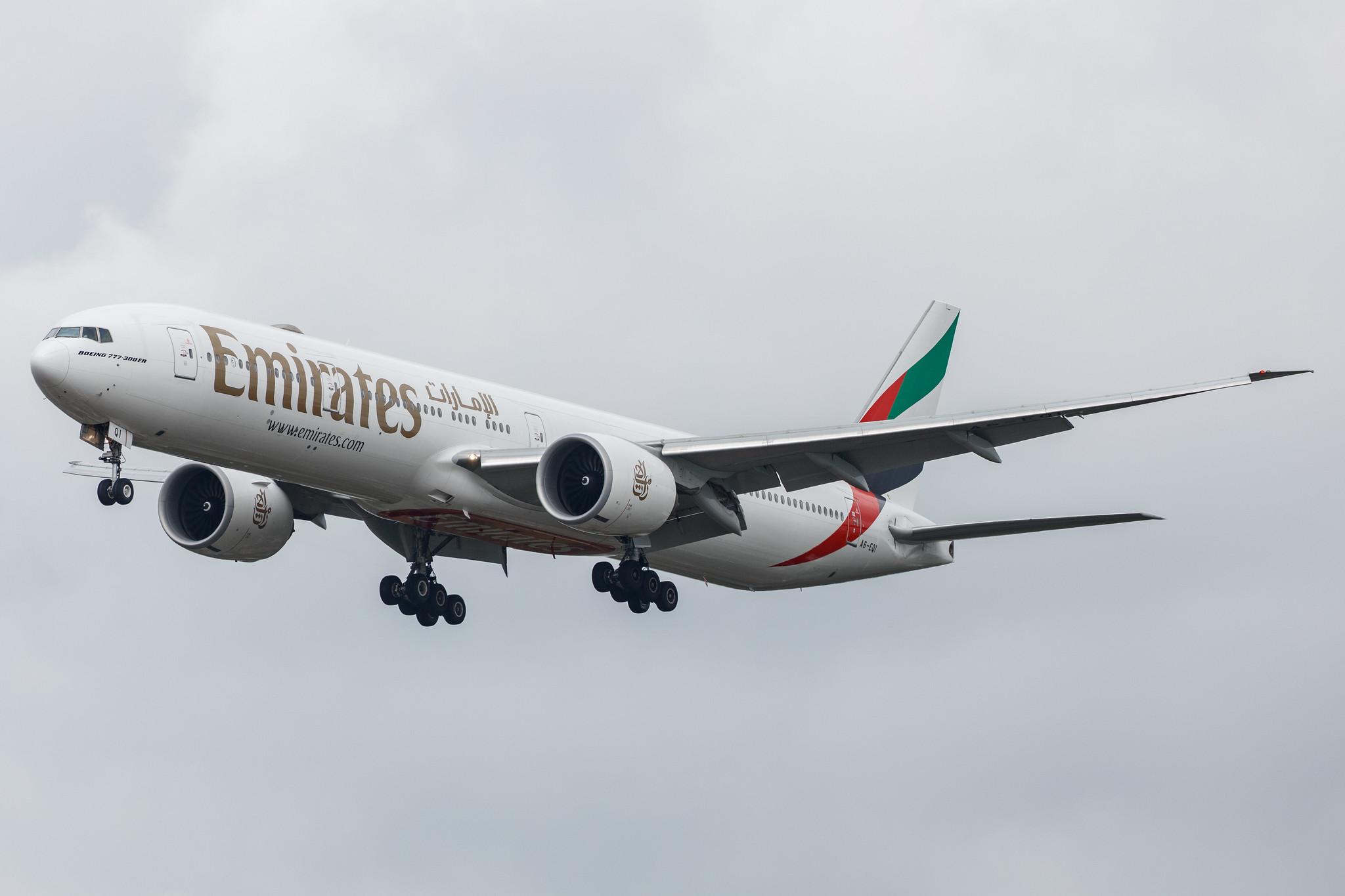 Hamburg Airport: Emirates (EK / UAE) |  Boeing 777-31H(ER) B77W | A6-EQI | MSN 42354