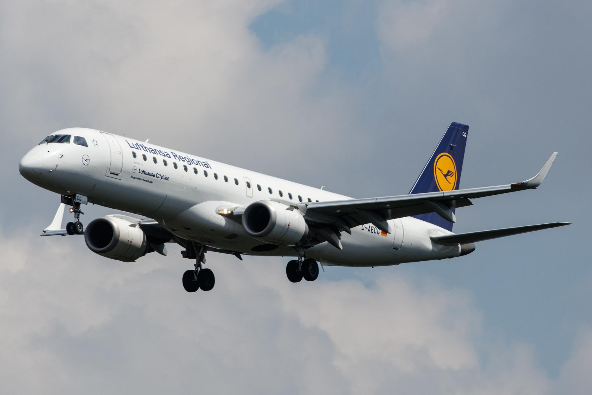 Frankfurt Airport: Lufthansa (LH / DLH) | Operator: Lufthansa CityLine |  Embraer E190LR E190 | D-AECG | MSN 19000368