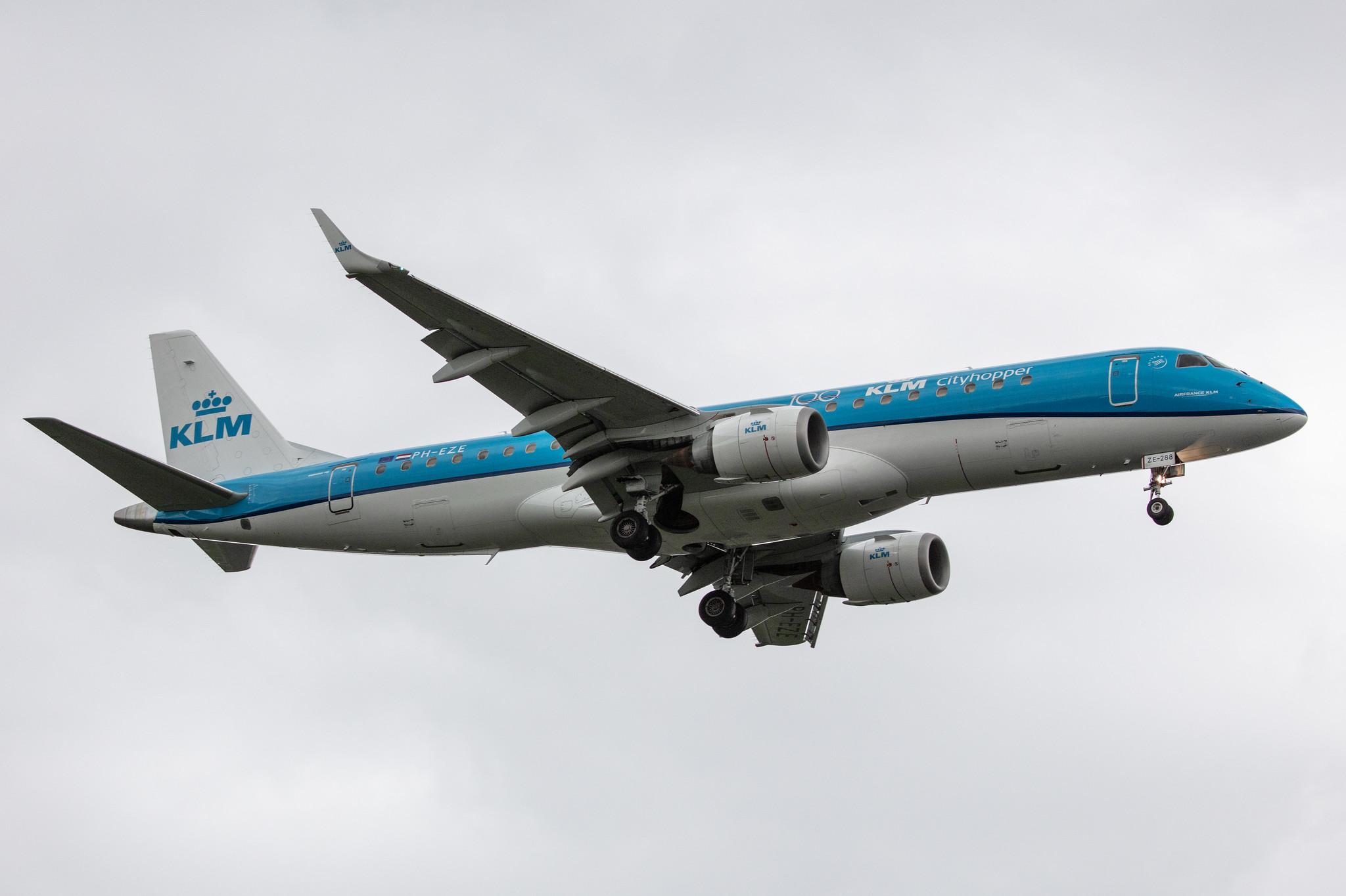 Amsterdam Schiphol: KLM (KL / KLM) | Operator: KLM Cityhopper |  Embraer E190STD E190 | PH-EZE | MSN 19000288
