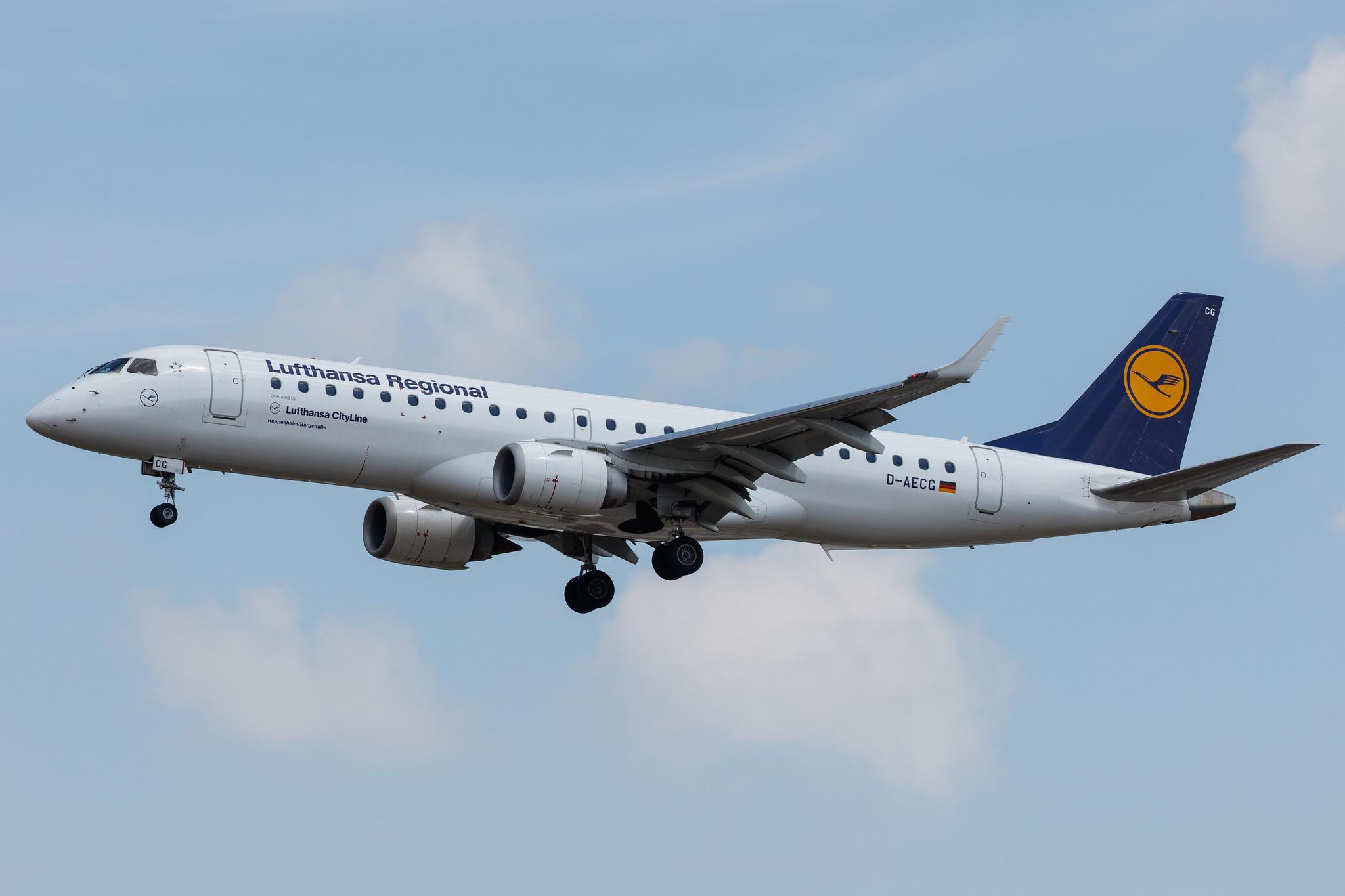 Frankfurt Airport: Lufthansa (LH / DLH) | Operator: Lufthansa CityLine |  Embraer E190LR E190 | D-AECG | MSN 19000368