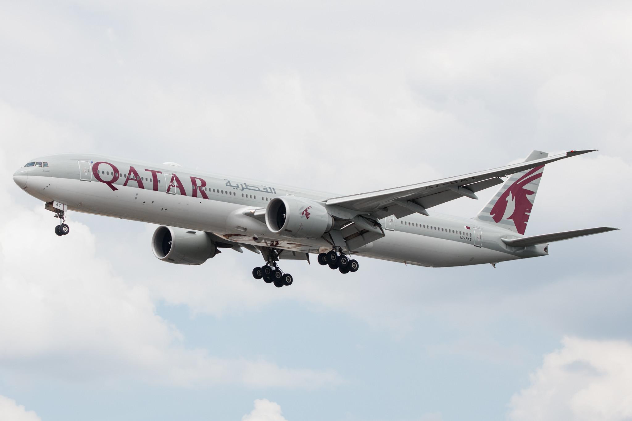 Frankfurt Airport: Qatar Airways (QR / QTR) |  Boeing 777-3DZ(ER) B77W | A7-BAT | MSN 41738