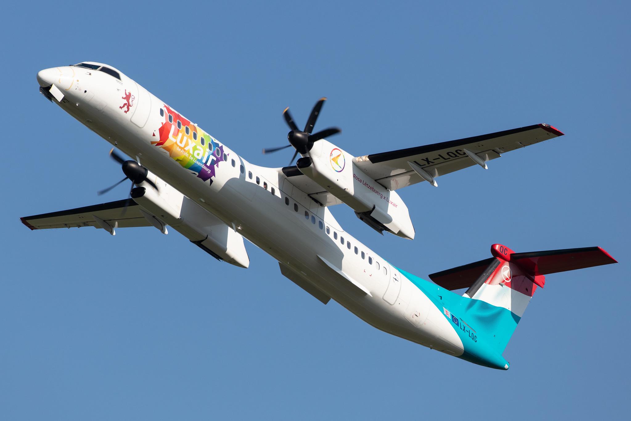 Hamburg Airport: Luxair (LG / LGL) |  Livery: Be pride, be Luxembourg Livery |  De Havilland Canada Dash 8-400 DH8D | LX-LQC | MSN 4513