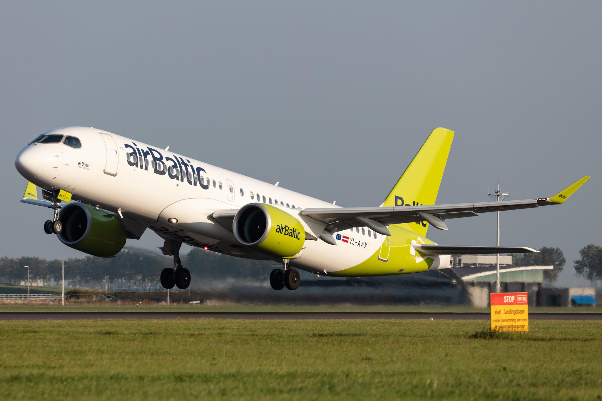 Amsterdam Schiphol: Air Baltic (BT / BTI) |  Airbus A220-300 BCS3 | YL-AAX | MSN 55094