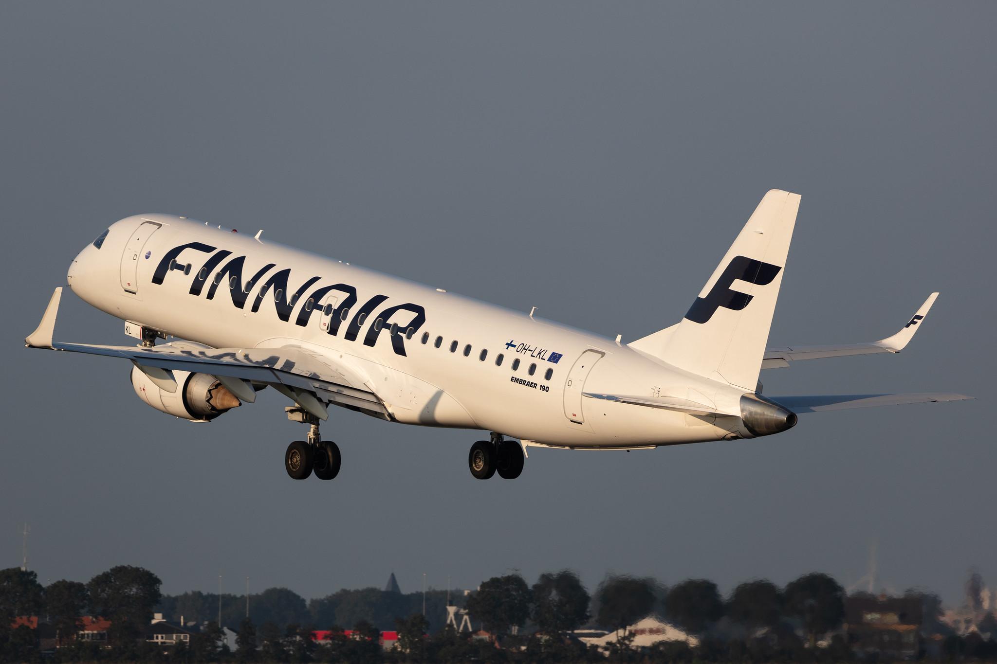 Amsterdam Schiphol: Finnair (AY / FIN) | Operator: NORRA |  Embraer E190LR E190 | OH-LKL | MSN 19000153