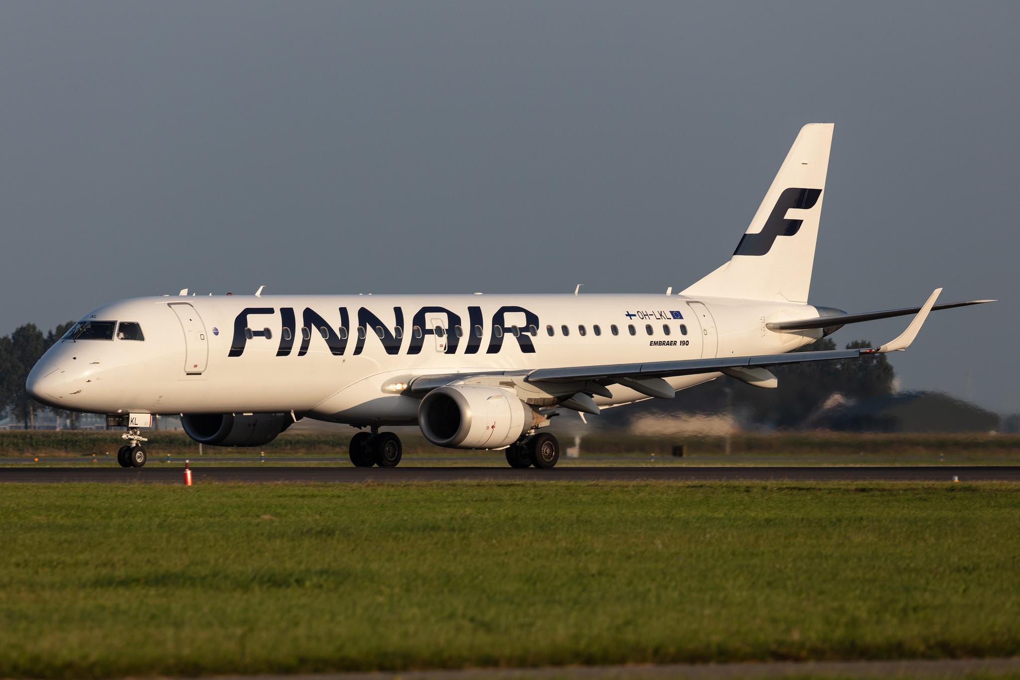 Amsterdam Schiphol: Finnair (AY / FIN) | Operator: NORRA |  Embraer E190LR E190 | OH-LKL | MSN 19000153