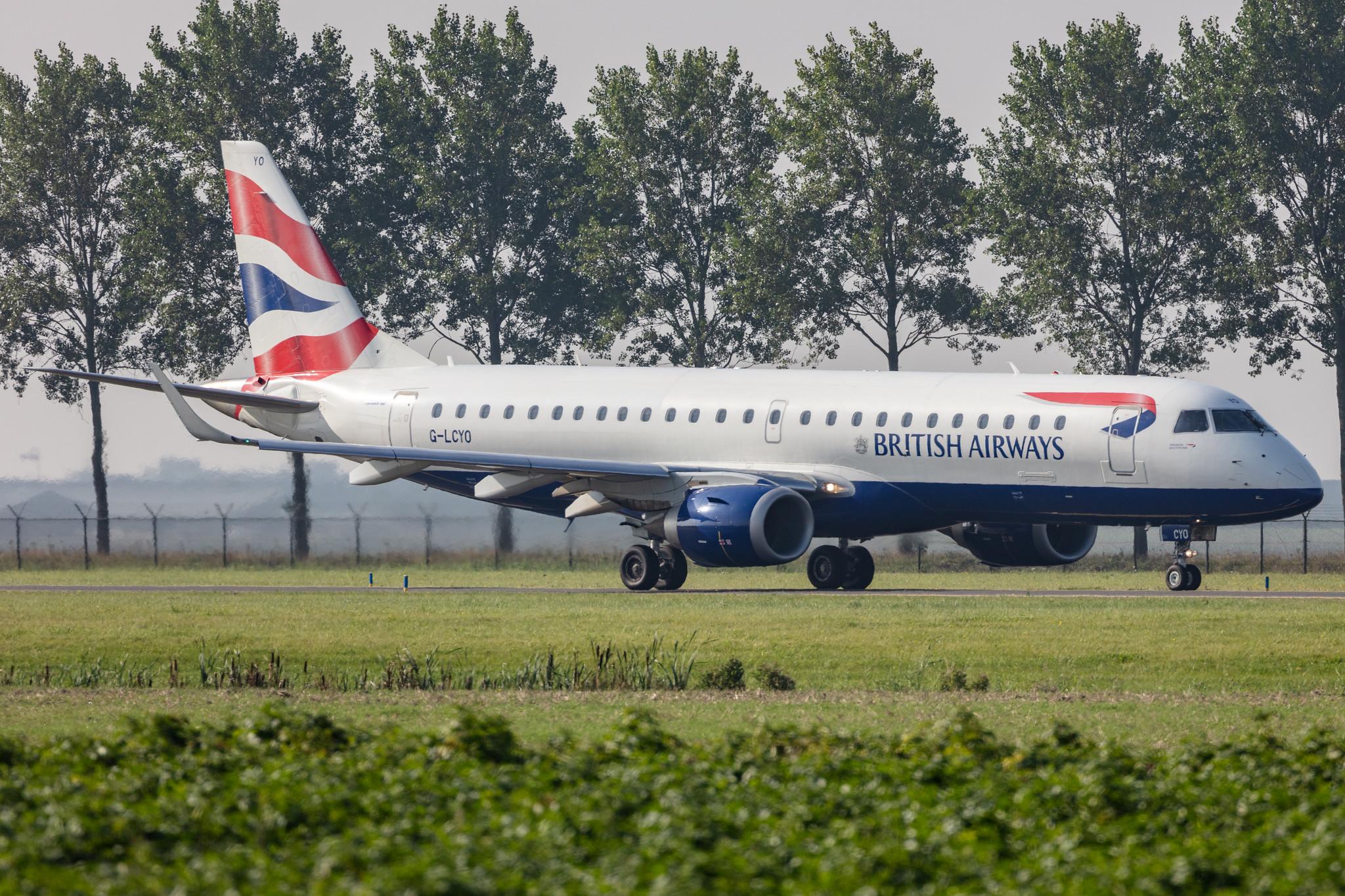 Amsterdam Schiphol: British Airways (BA / BAW) | Operator: BA CityFlyer |  Embraer E190SR E190 | G-LCYO | MSN 19000430