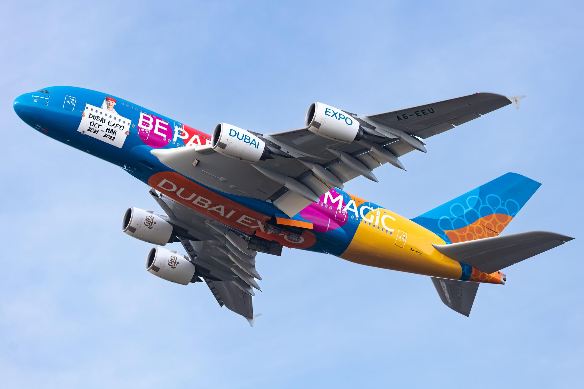 Hamburg Airport: Emirates (EK / UAE) |  Livery: Dubai Expo Livery |  Airbus A380-861 A388 | A6-EEU | MSN 147