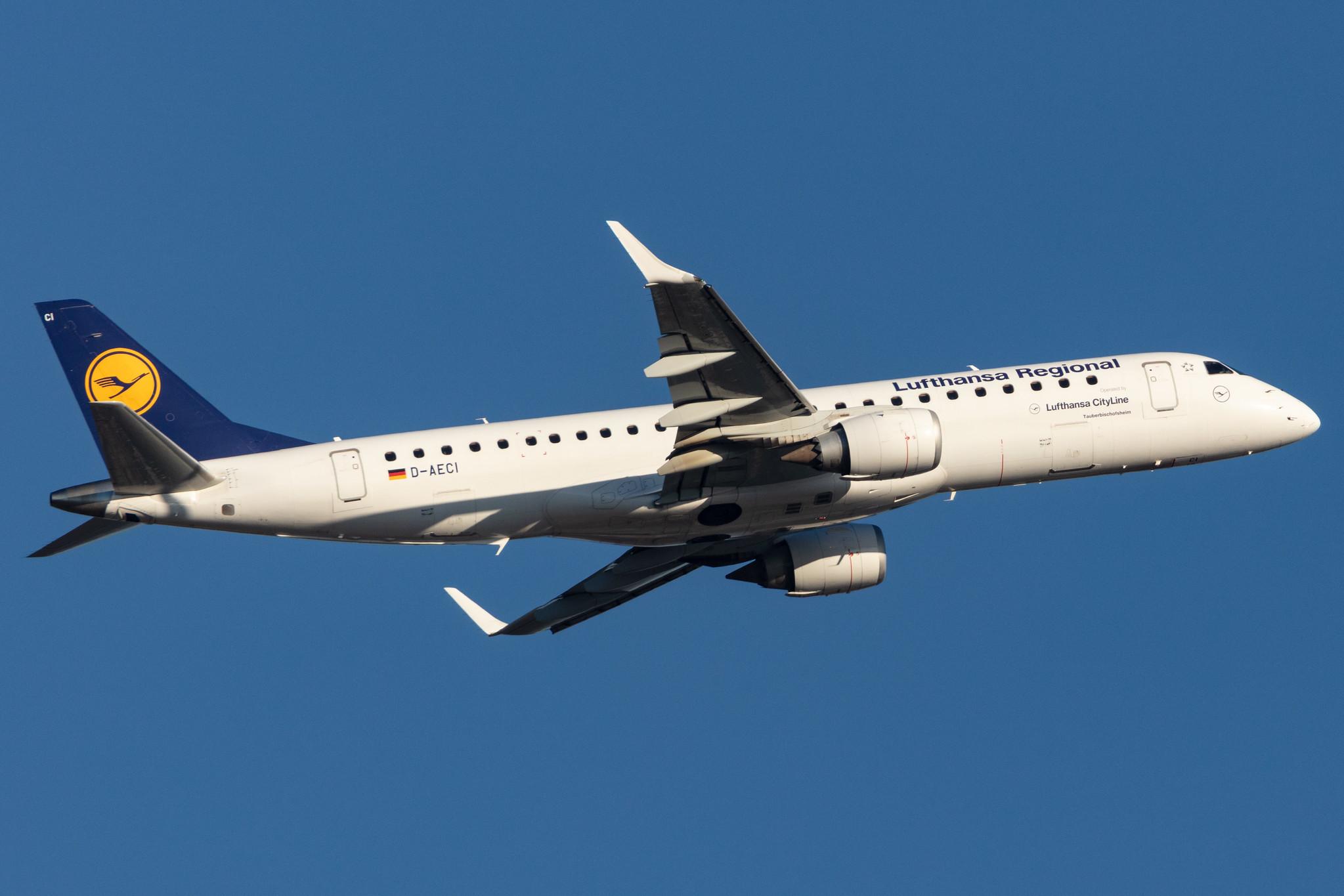 Frankfurt Airport: Lufthansa (LH / DLH) | Operator: Lufthansa CityLine |  Embraer E190LR E190 | D-AECI | MSN 19000381