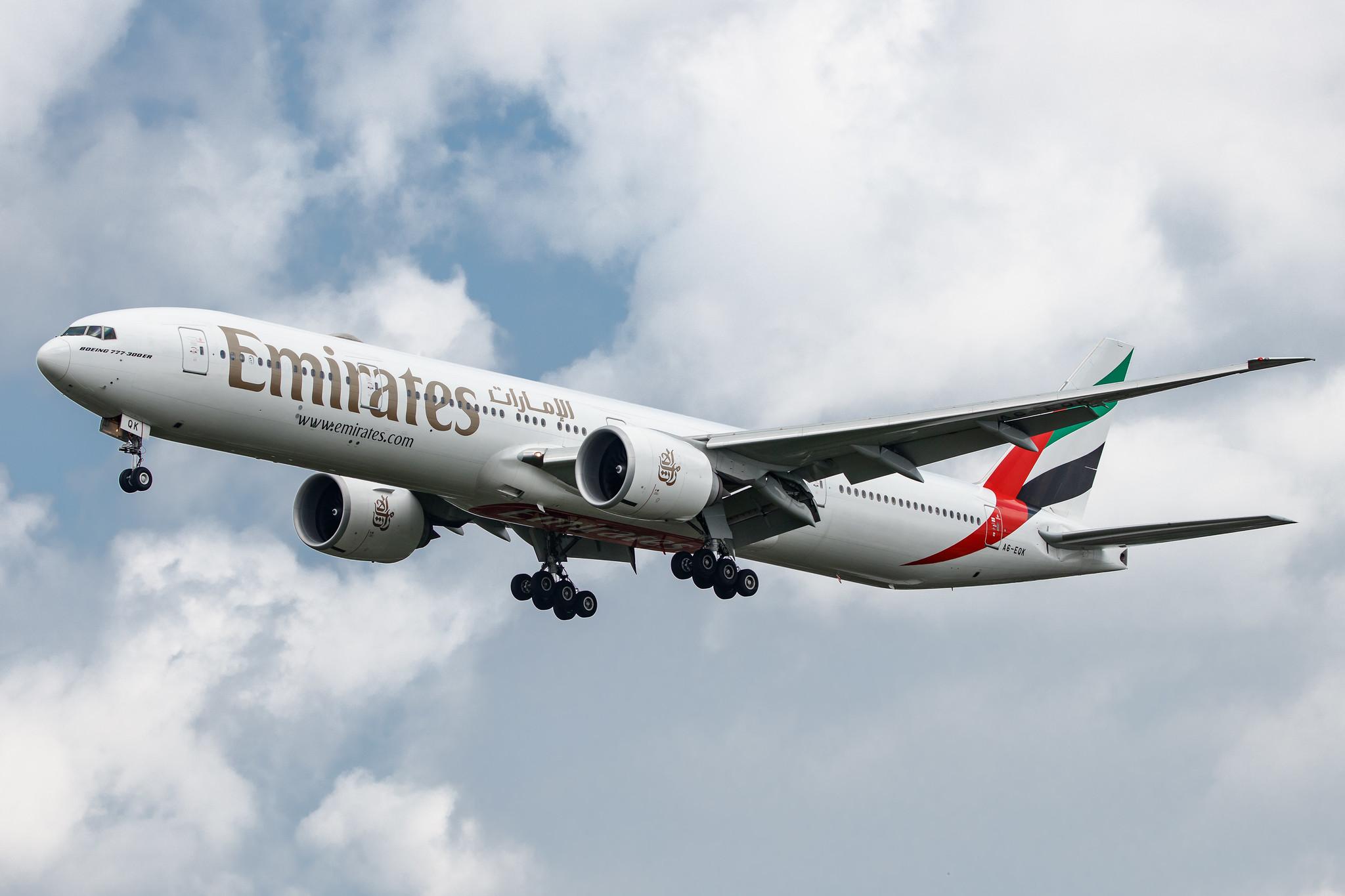 Hamburg Airport: Emirates (EK / UAE) |  Boeing 777-31H(ER) B77W | A6-EQK | MSN 42359