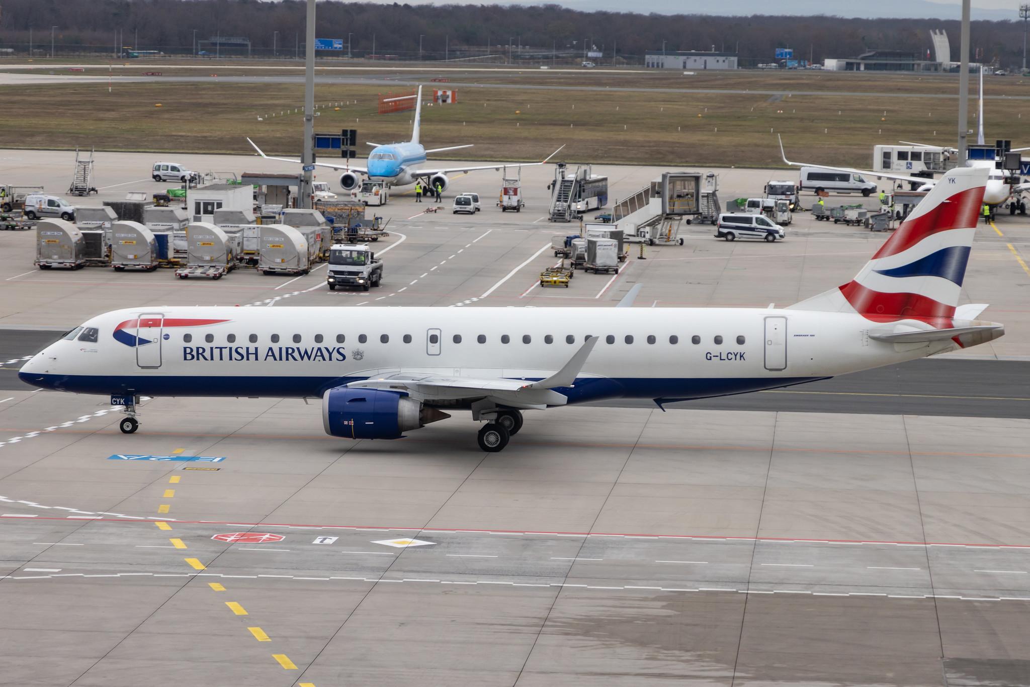 Frankfurt Airport: British Airways (BA / BAW) | Operator: BA CityFlyer |  Embraer E190SR E190 | G-LCYK | MSN 19000343