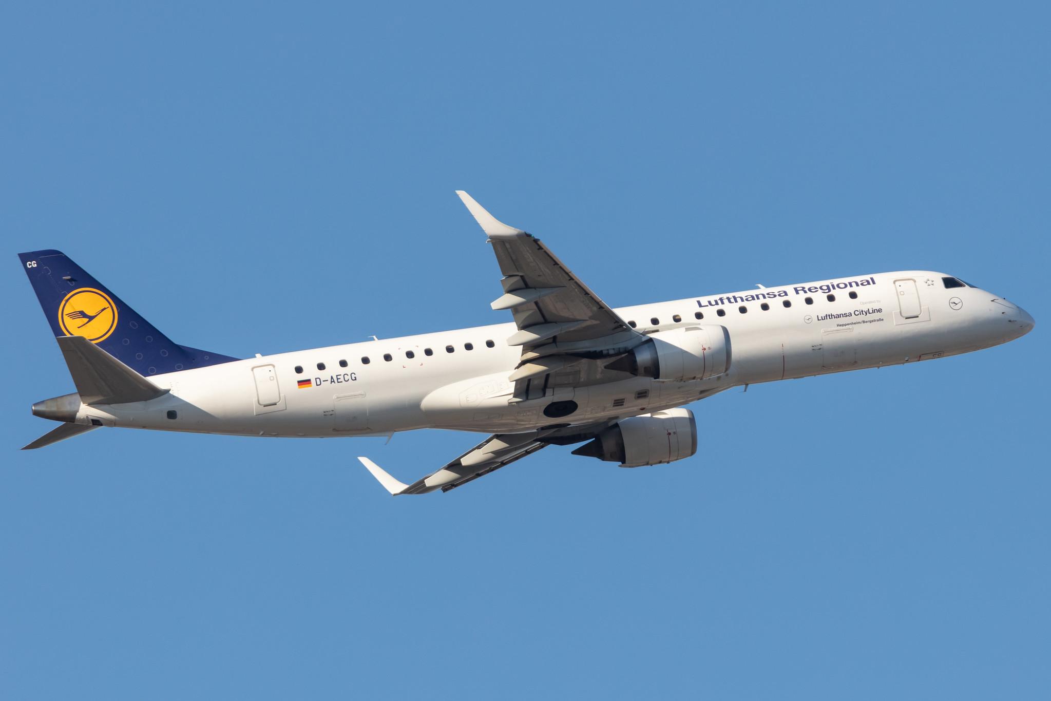 Frankfurt Airport: Lufthansa (LH / DLH) | Operator: Lufthansa CityLine |  Embraer E190LR E190 | D-AECG | MSN 19000368
