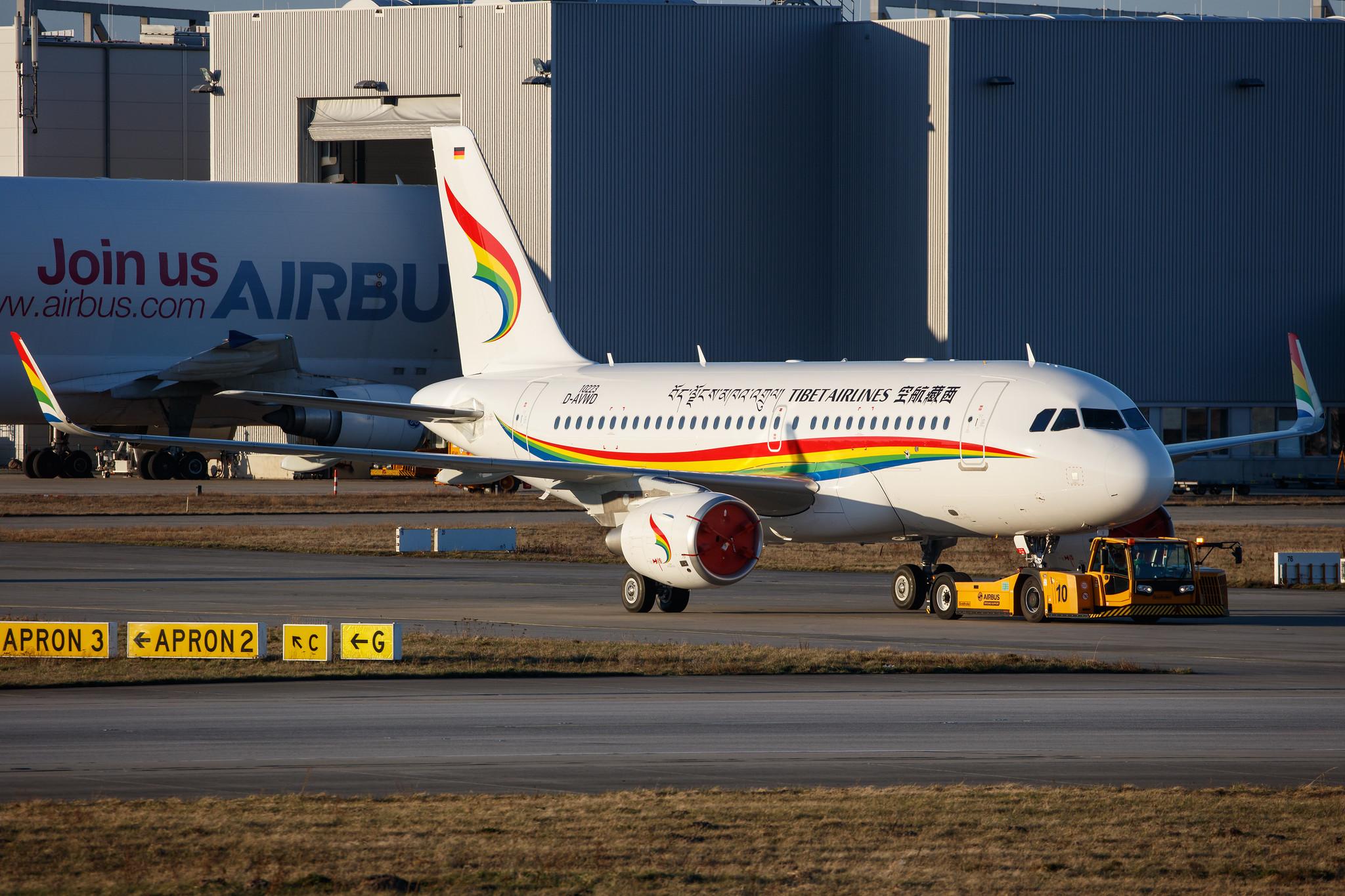 Hamburg Finkenwerder: Tibet Airlines  (TV / TBA) |  Airbus A319-115(WL) A319 | D-AVWD (B-322D) | MSN 10223