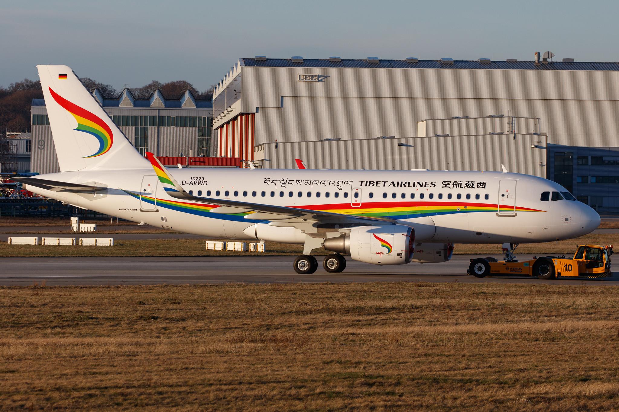 Hamburg Finkenwerder: Tibet Airlines  (TV / TBA) |  Airbus A319-115(WL) A319 | D-AVWD (B-322D) | MSN 10223