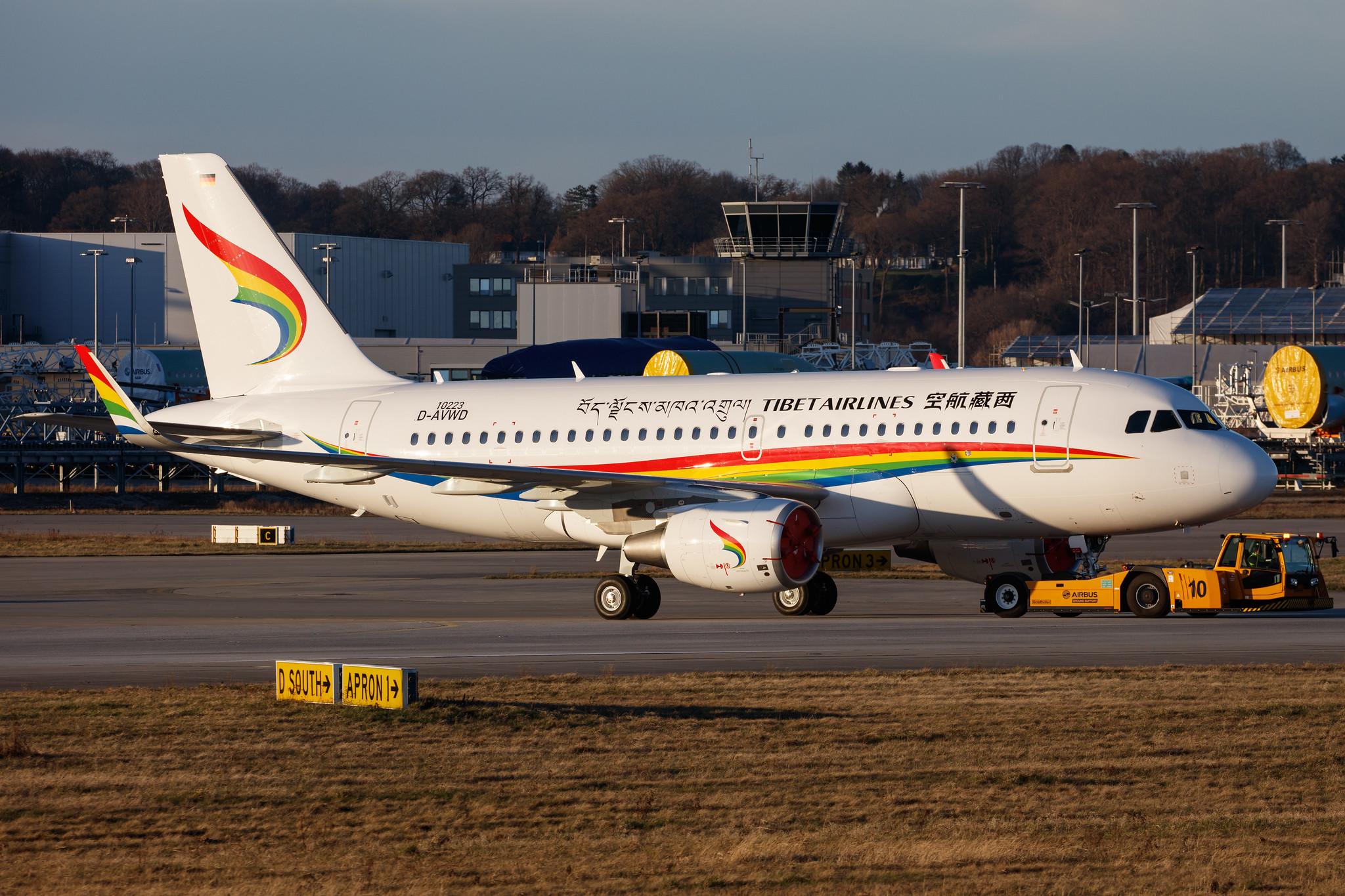 Hamburg Finkenwerder: Tibet Airlines  (TV / TBA) |  Airbus A319-115(WL) A319 | D-AVWD (B-322D) | MSN 10223