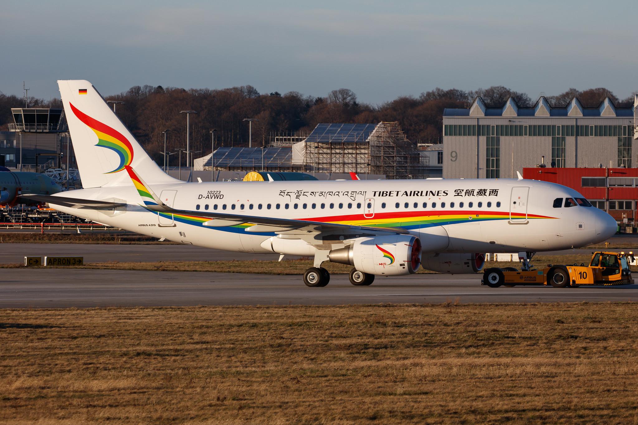 Hamburg Finkenwerder: Tibet Airlines  (TV / TBA) |  Airbus A319-115(WL) A319 | D-AVWD (B-322D) | MSN 10223