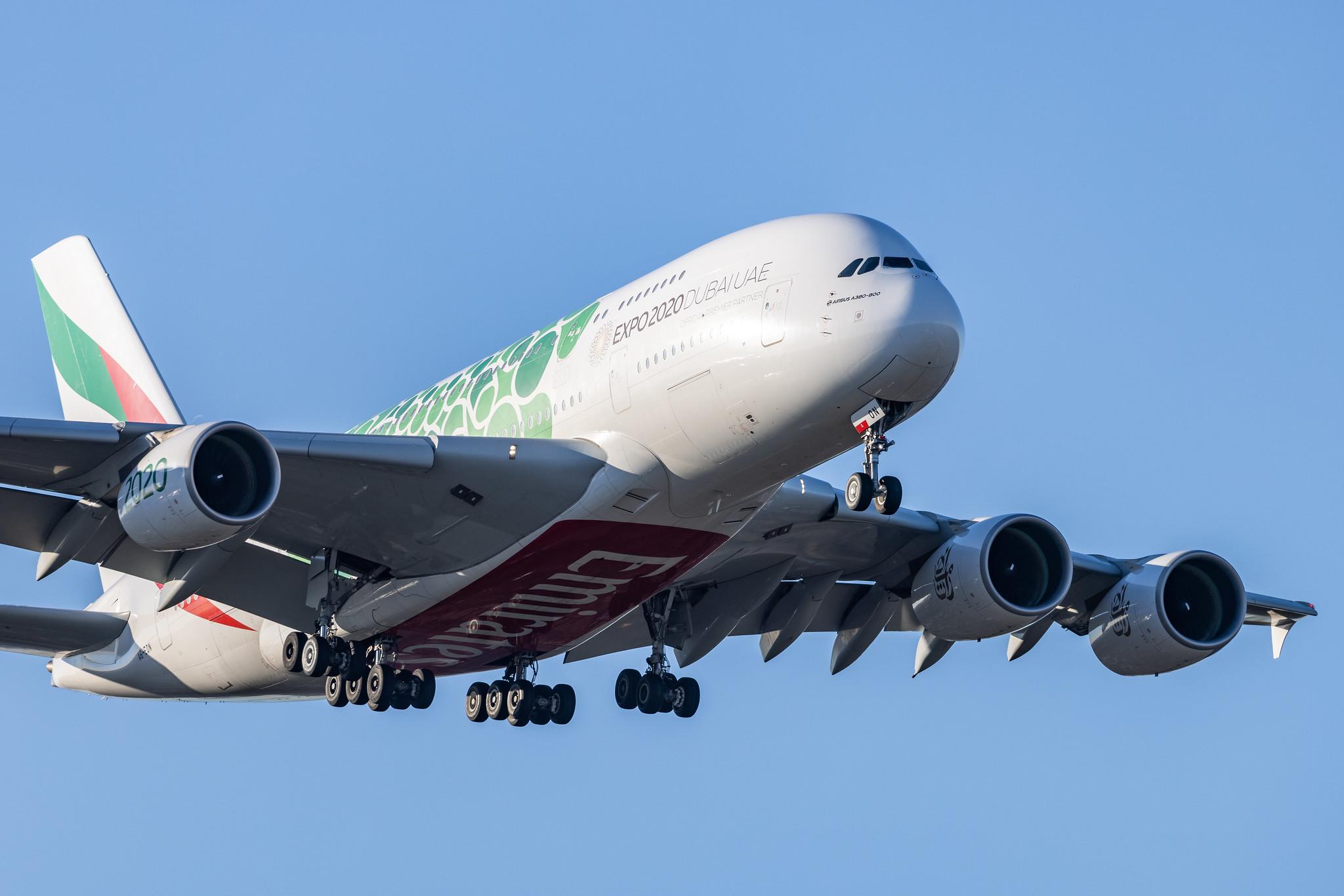 Hamburg Airport: Emirates (EK / UAE) |  Livery: Expo 2020 - Sustainability Livery |  Airbus A380-861 A388 | A6-EON | MSN 188