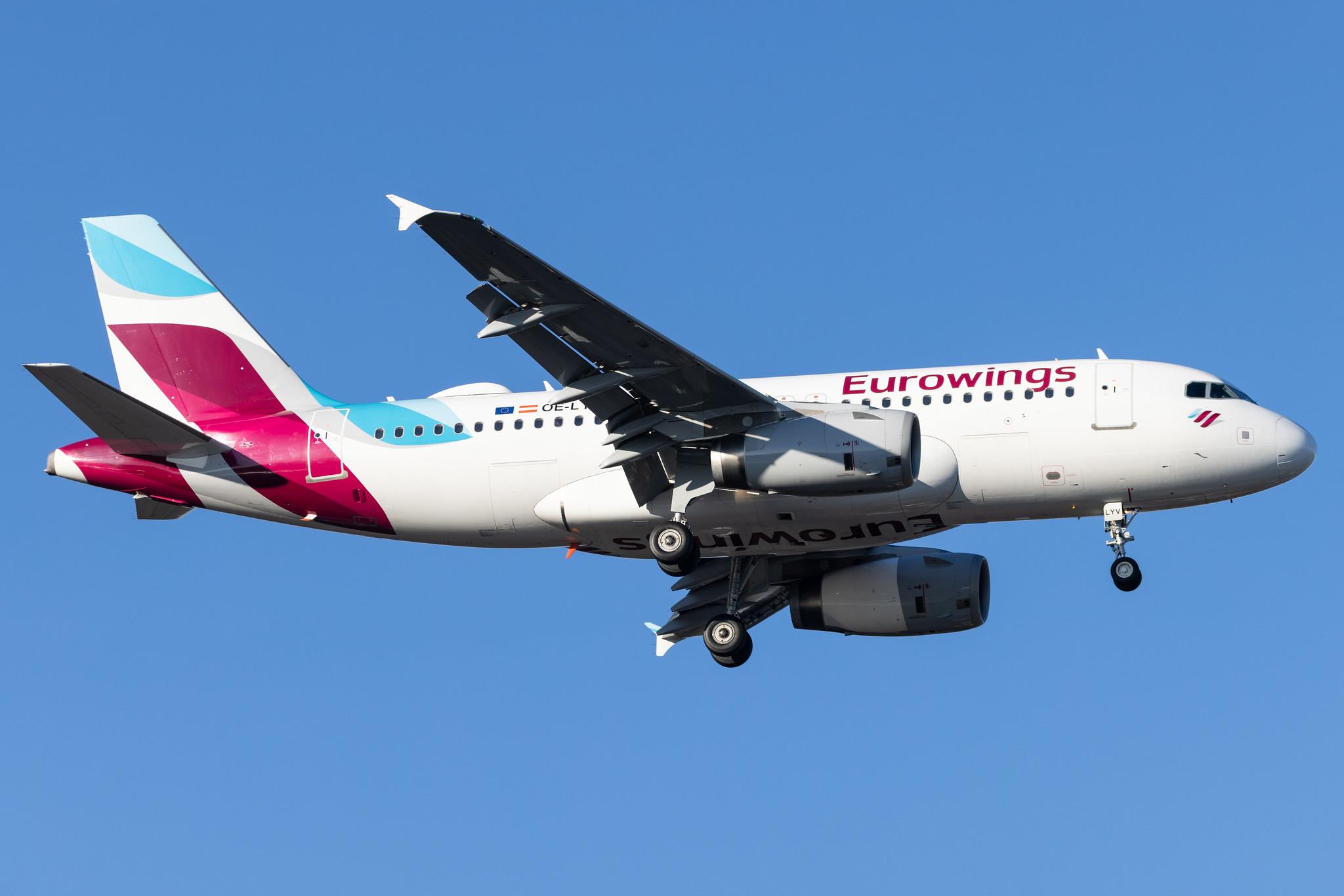 Hamburg Airport: Eurowings (EW / EWG) | Operator: Eurowings Europe |  Airbus A319-132 A319 | OE-LYV | MSN 5043