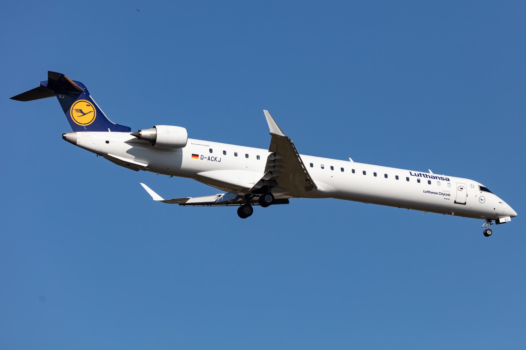 Frankfurt Airport: Lufthansa (LH / DLH) | Operator: Lufthansa CityLine |  Mitsubishi CRJ-900LR CRJ9 | D-ACKJ | MSN 15089