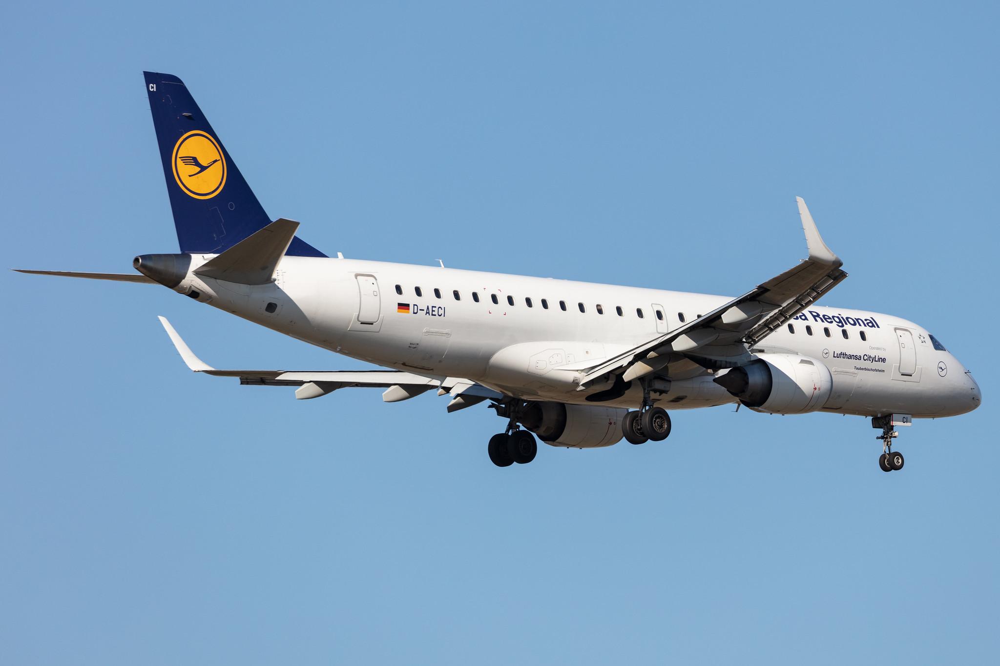 Frankfurt Airport: Lufthansa (LH / DLH) | Operator: Lufthansa CityLine |  Embraer E190LR E190 | D-AECI | MSN 19000381