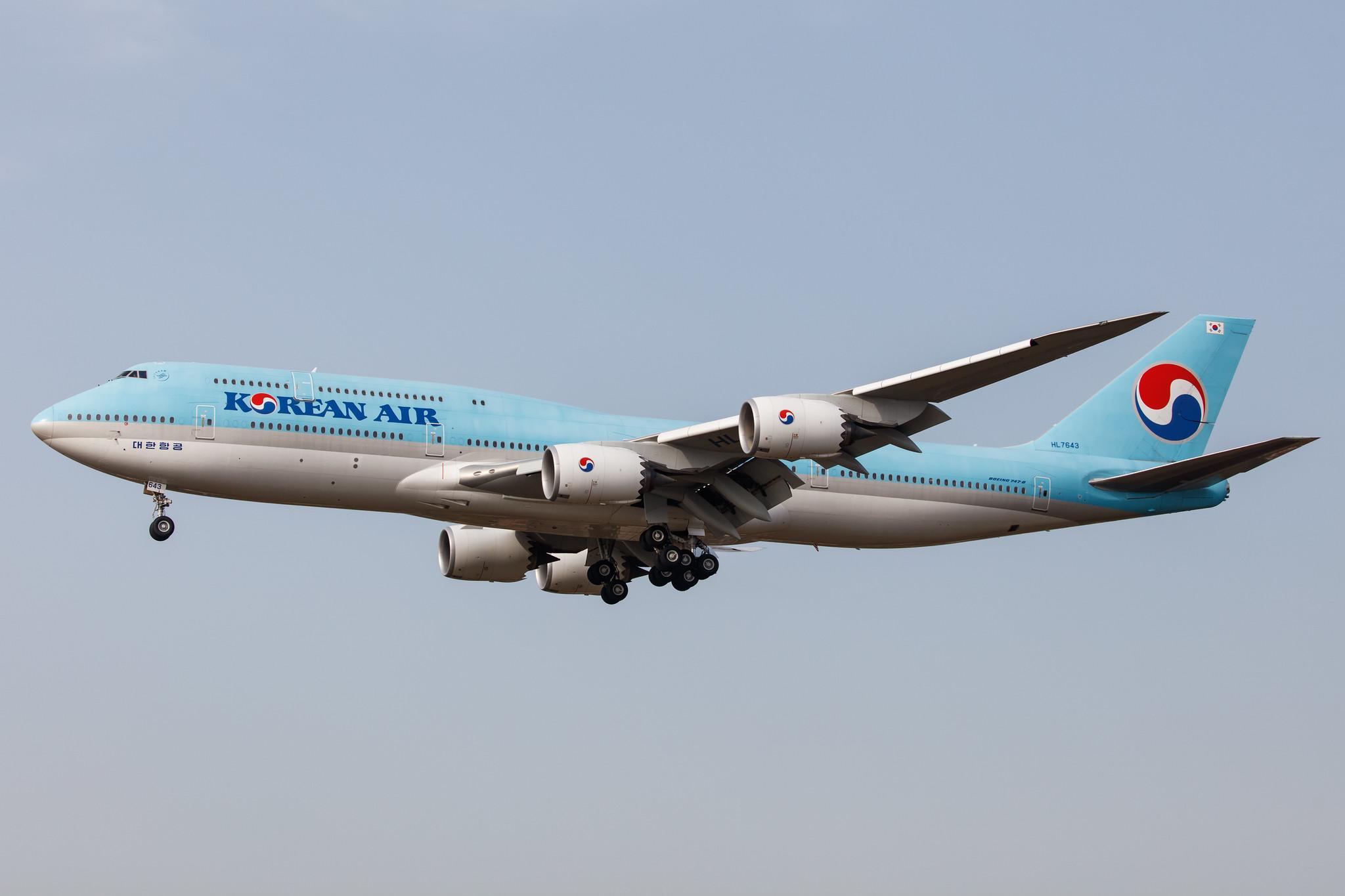 Hamburg Airport: Korean Air (KE / KAL) |  Boeing 747-8B5 B748 | HL7643 | MSN 60410