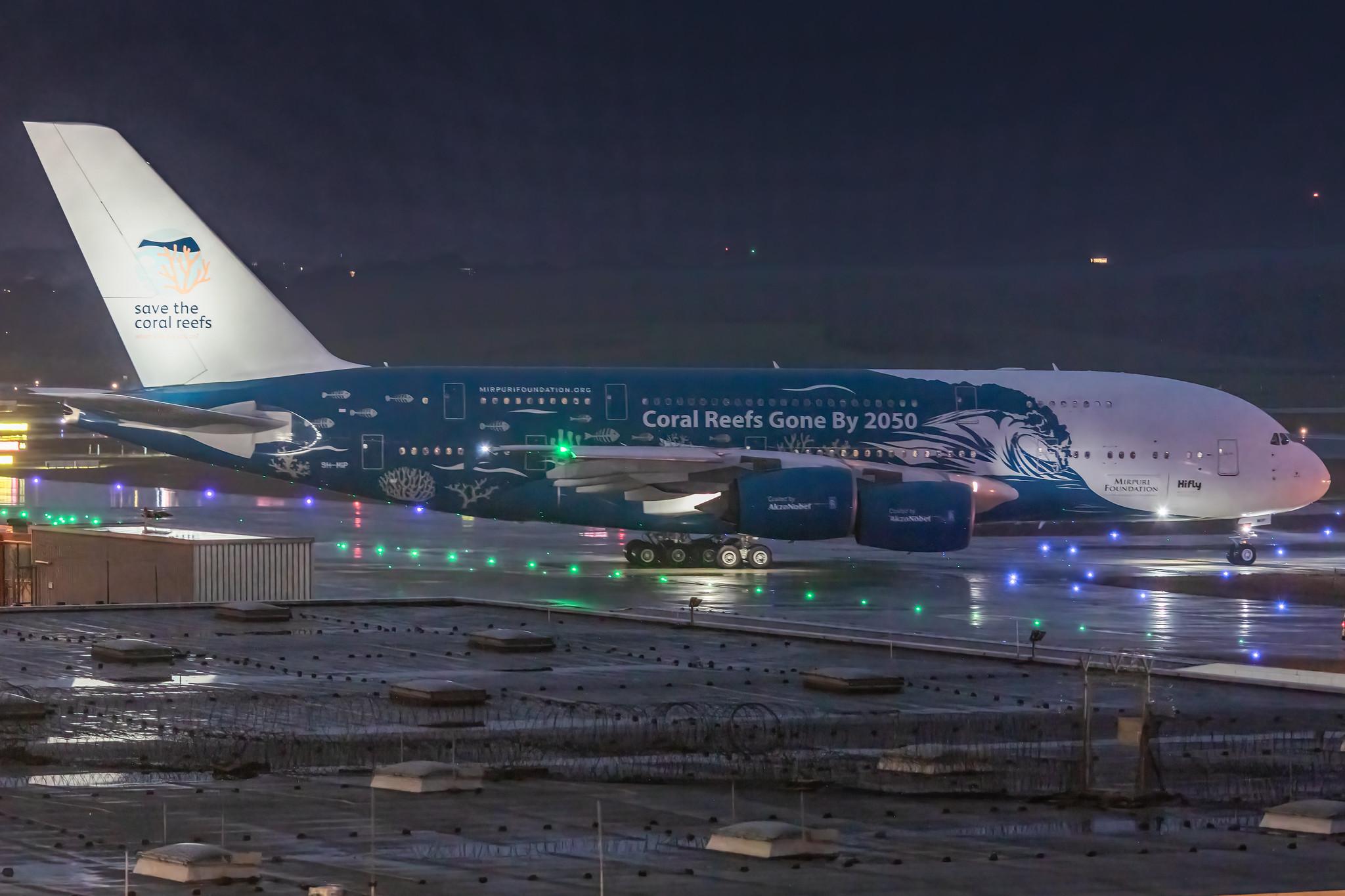 Hamburg Airport: Hi Fly (5K / HFY) |  Livery: Save the Coral Reefs Livery | Operator: Hi Fly Malta |  Airbus A380-841 A388 | 9H-MIP | MSN 006