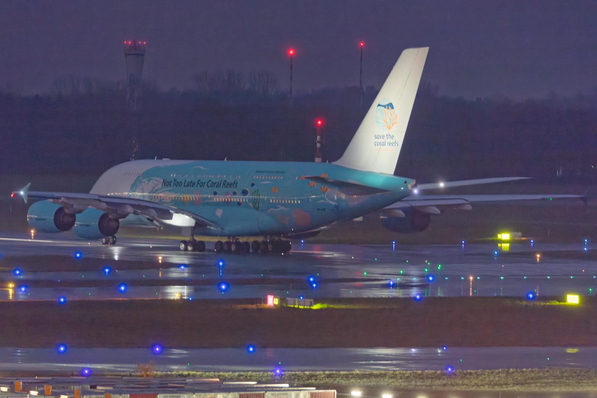 Hamburg Airport: Hi Fly (5K / HFY) |  Livery: Save the Coral Reefs Livery | Operator: Hi Fly Malta |  Airbus A380-841 A388 | 9H-MIP | MSN 006