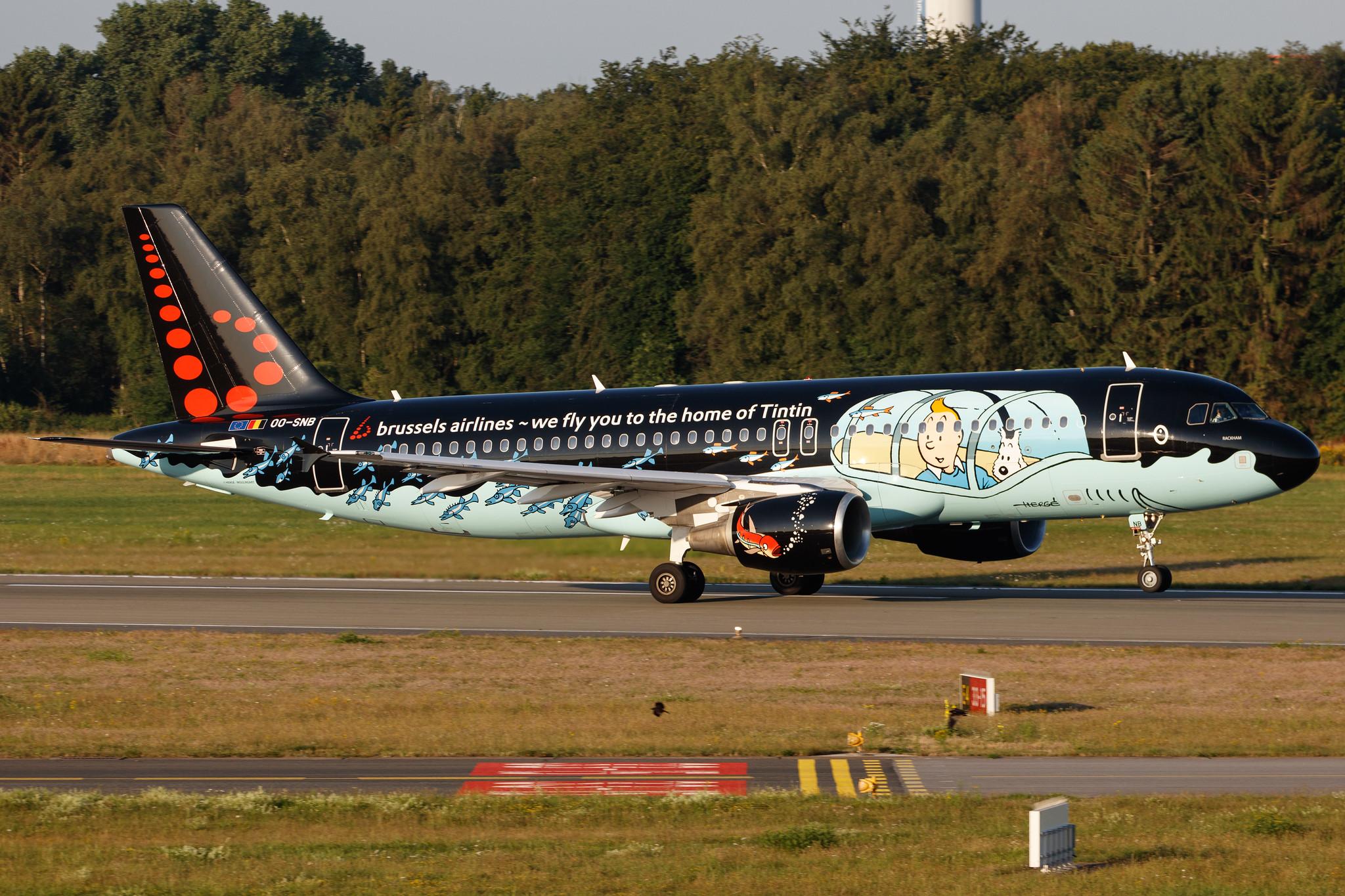 Hamburg Airport: Brussels Airlines (SN / BEL) |  Livery: Tintin comics Livery |  Airbus A320-214 A320 | OO-SNB | MSN 1493