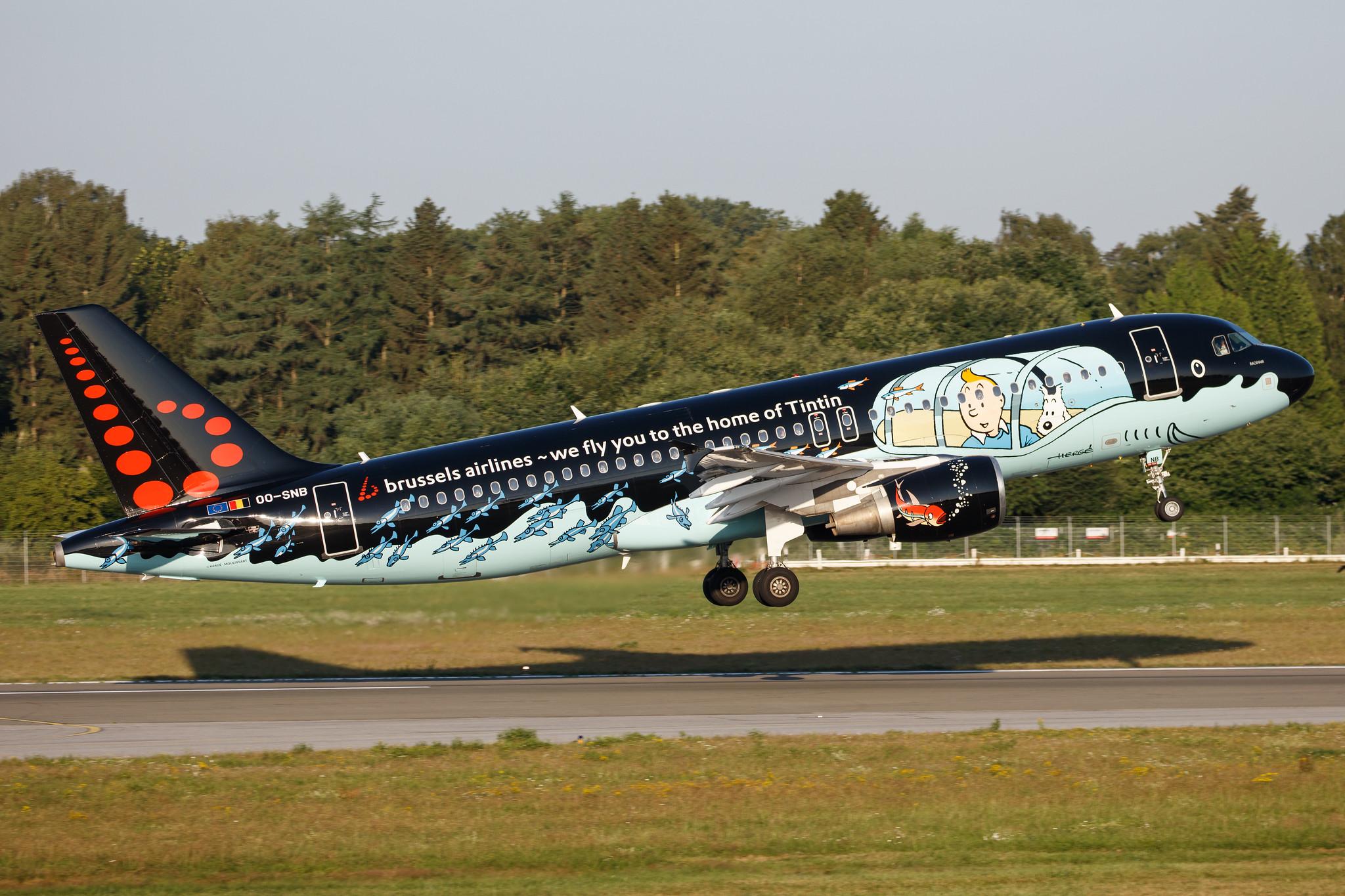 Hamburg Airport: Brussels Airlines (SN / BEL) |  Livery: Tintin comics Livery |  Airbus A320-214 A320 | OO-SNB | MSN 1493