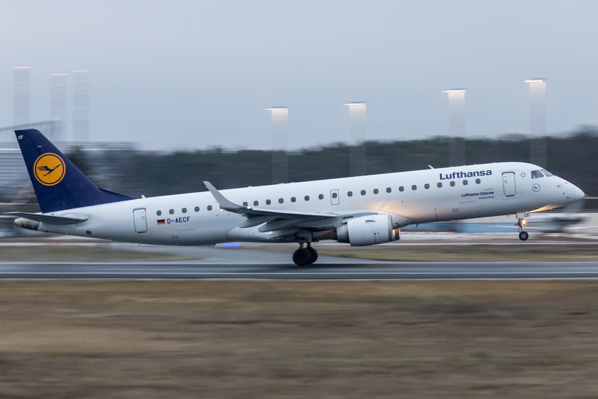 Frankfurt Airport: Lufthansa (LH / DLH) | Operator: Lufthansa CityLine |  Embraer E190LR E190 | D-AECF | MSN 19000359