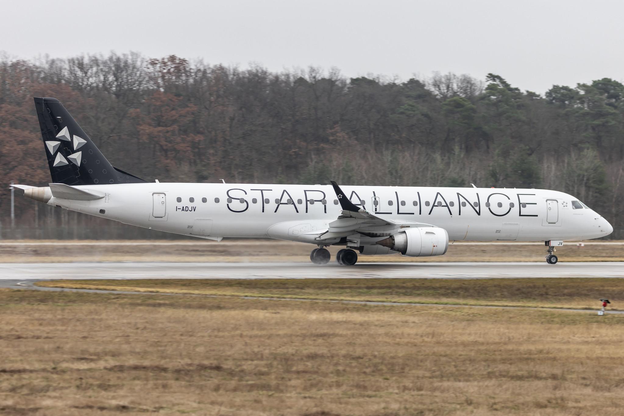 Frankfurt Airport: Air Dolomiti (EN / DLA) |  Livery: Star Alliance Livery |  Embraer E195LR E195 | I-ADJV | MSN 19000308