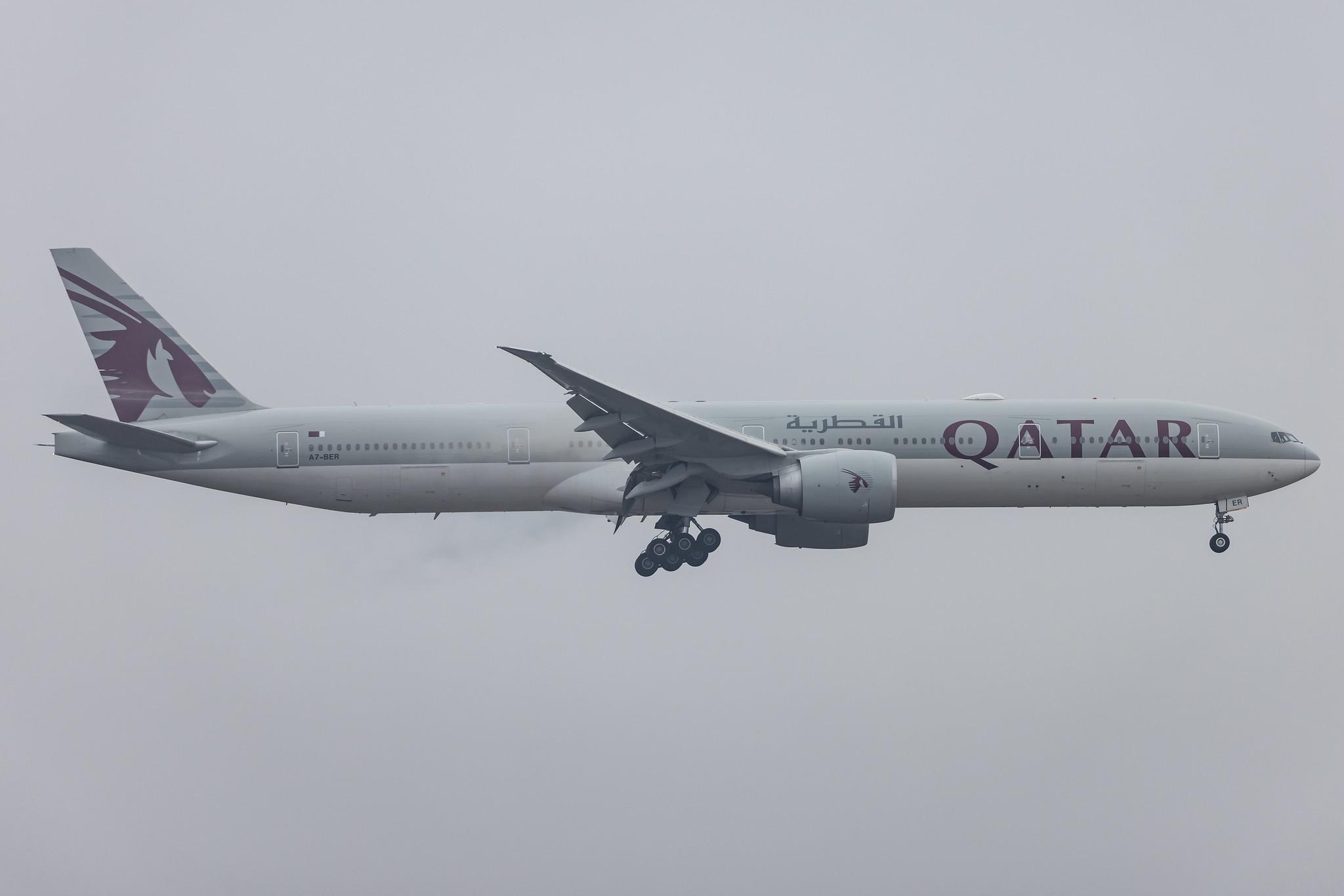 Frankfurt Airport: Qatar Airways (QR / QTR) |  Boeing 777-3DZ(ER) B77W | A7-BER | MSN 64086