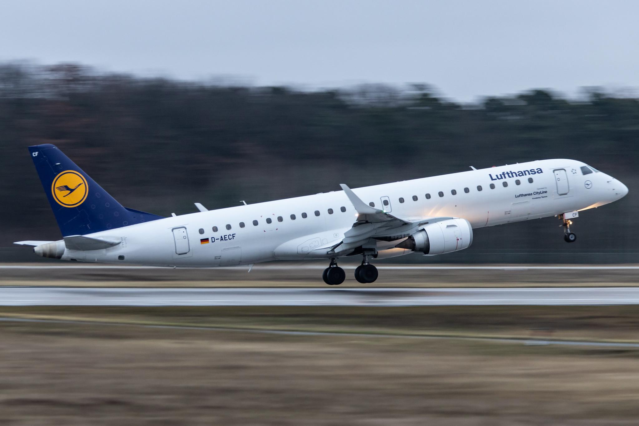 Frankfurt Airport: Lufthansa (LH / DLH) | Operator: Lufthansa CityLine |  Embraer E190LR E190 | D-AECF | MSN 19000359