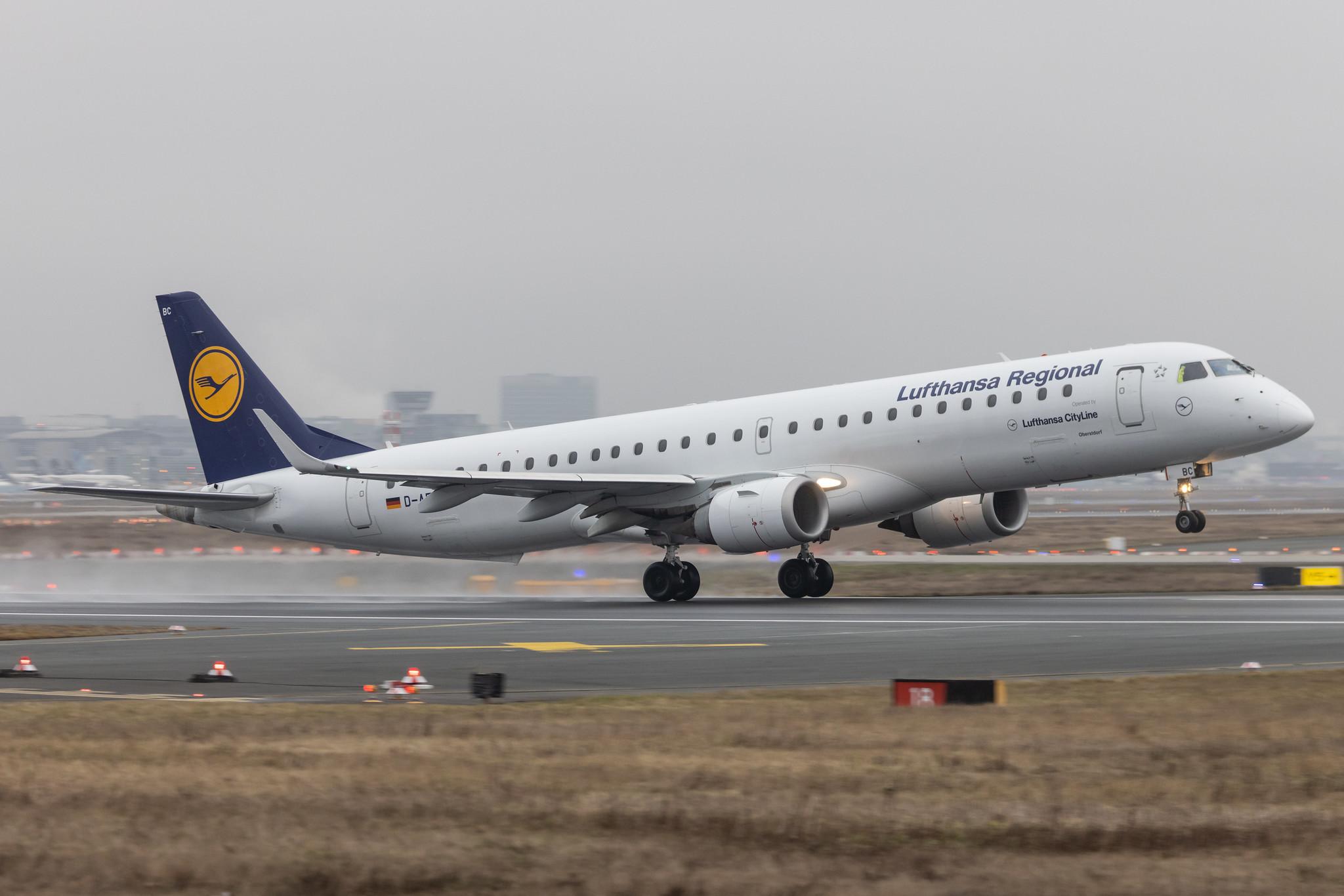 Frankfurt Airport: Lufthansa (LH / DLH) | Operator: Lufthansa CityLine |  Embraer E195LR E195 | D-AEBC | MSN 19000320