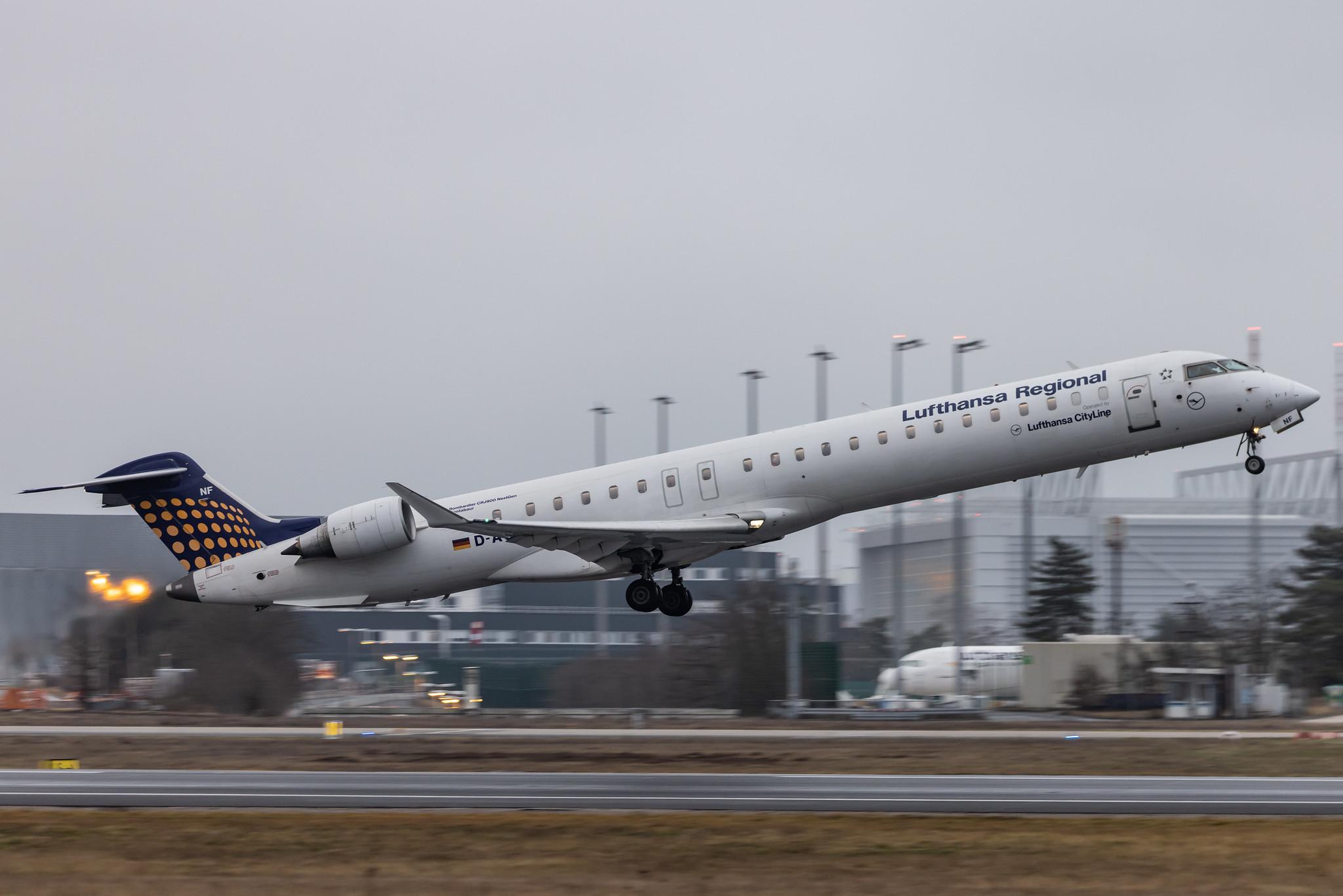 Frankfurt Airport: Lufthansa (LH / DLH) | Operator: Lufthansa CityLine |  Mitsubishi CRJ-900LR CRJ9 | D-ACNF | MSN 15243