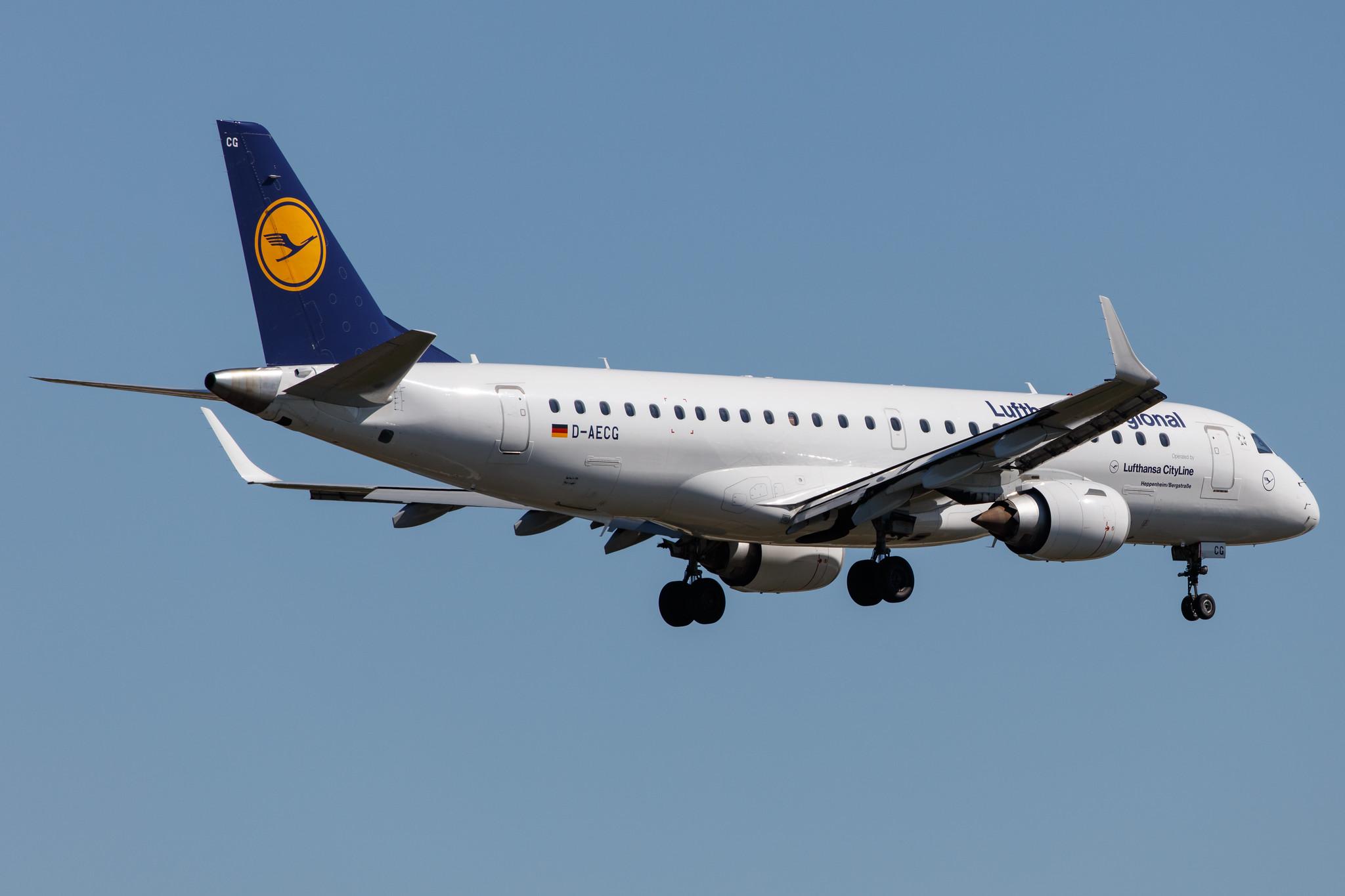 Frankfurt Airport: Lufthansa (LH / DLH) | Operator: Lufthansa CityLine |  Embraer E190LR E190 | D-AECG | MSN 19000368