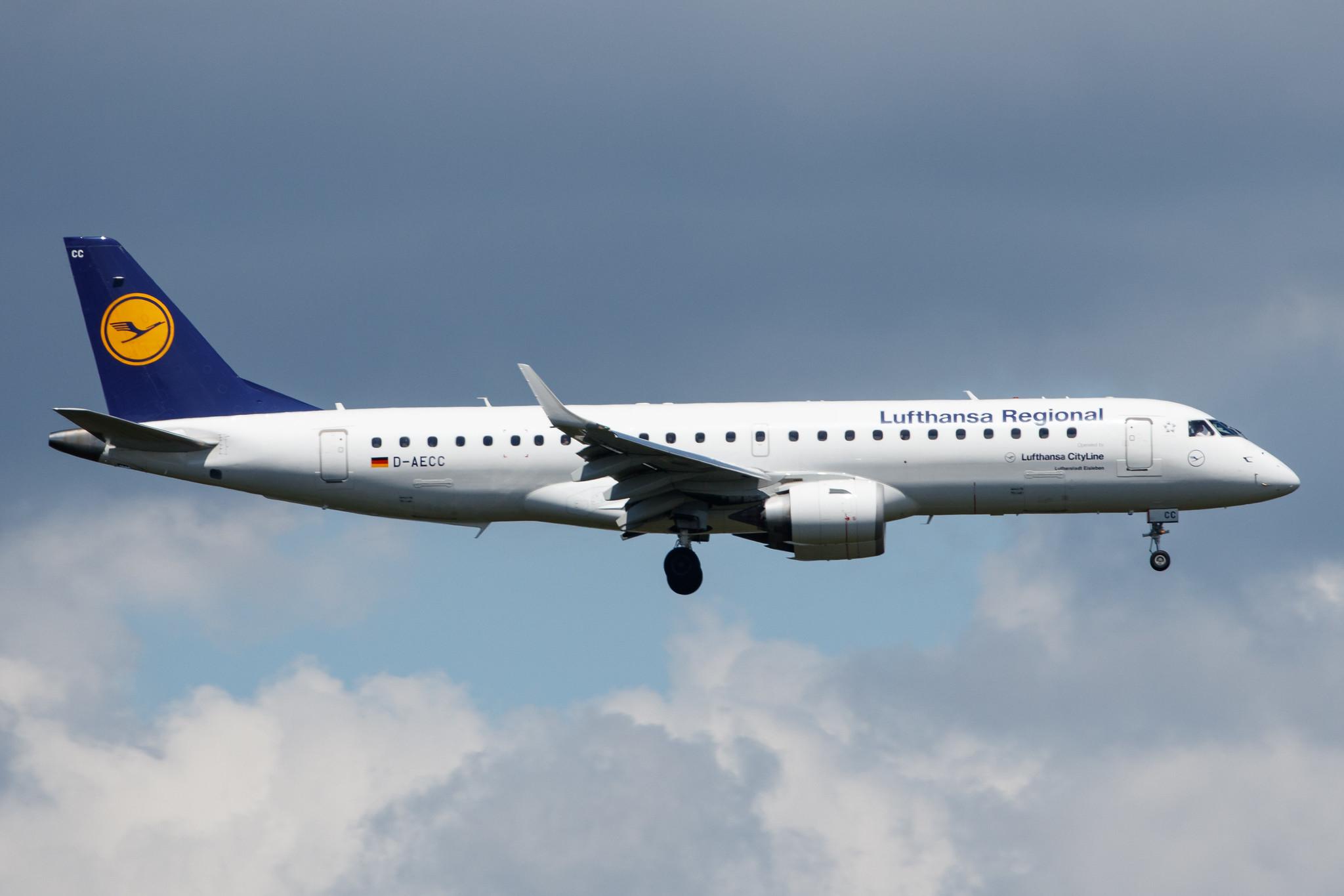 Frankfurt Airport: Lufthansa (LH / DLH) | Operator: Lufthansa CityLine |  Embraer E190LR E190 | D-AECC | MSN 19000333