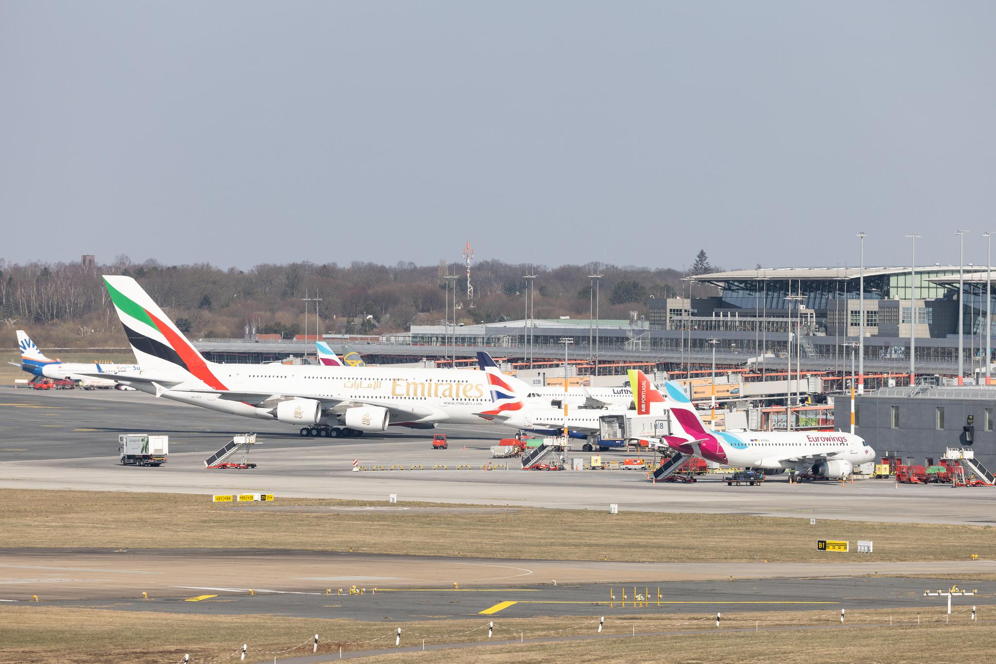 Hamburg Airport: Emirates (EK / UAE) |  Airbus A380-861 A388 | A6-EEV | MSN 150