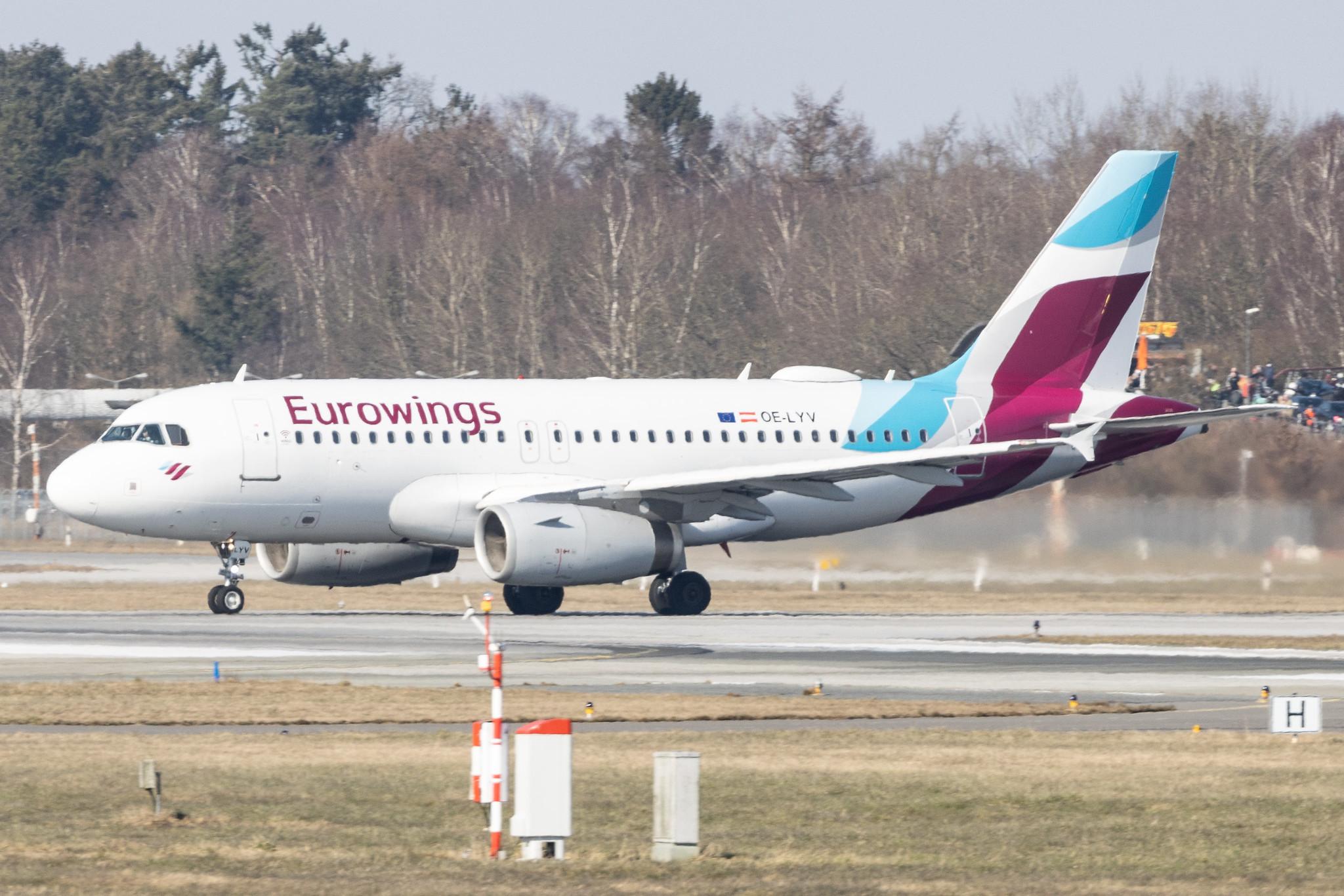Hamburg Airport: Eurowings (EW / EWG) | Operator: Eurowings Europe |  Airbus A319-132 A319 | OE-LYV | MSN 5043