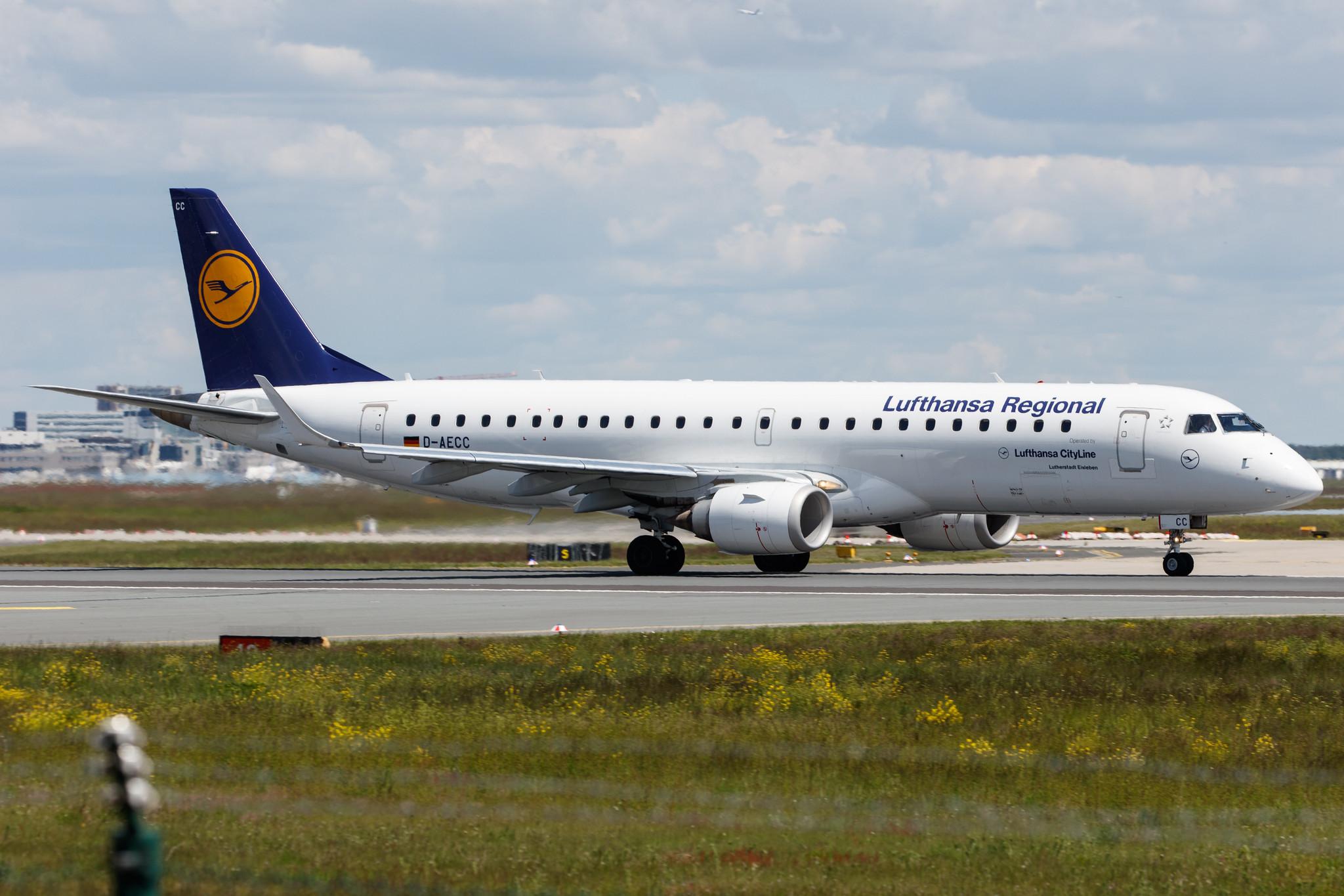 Frankfurt Airport: Lufthansa (LH / DLH) | Operator: Lufthansa CityLine |  Embraer E190LR E190 | D-AECC | MSN 19000333