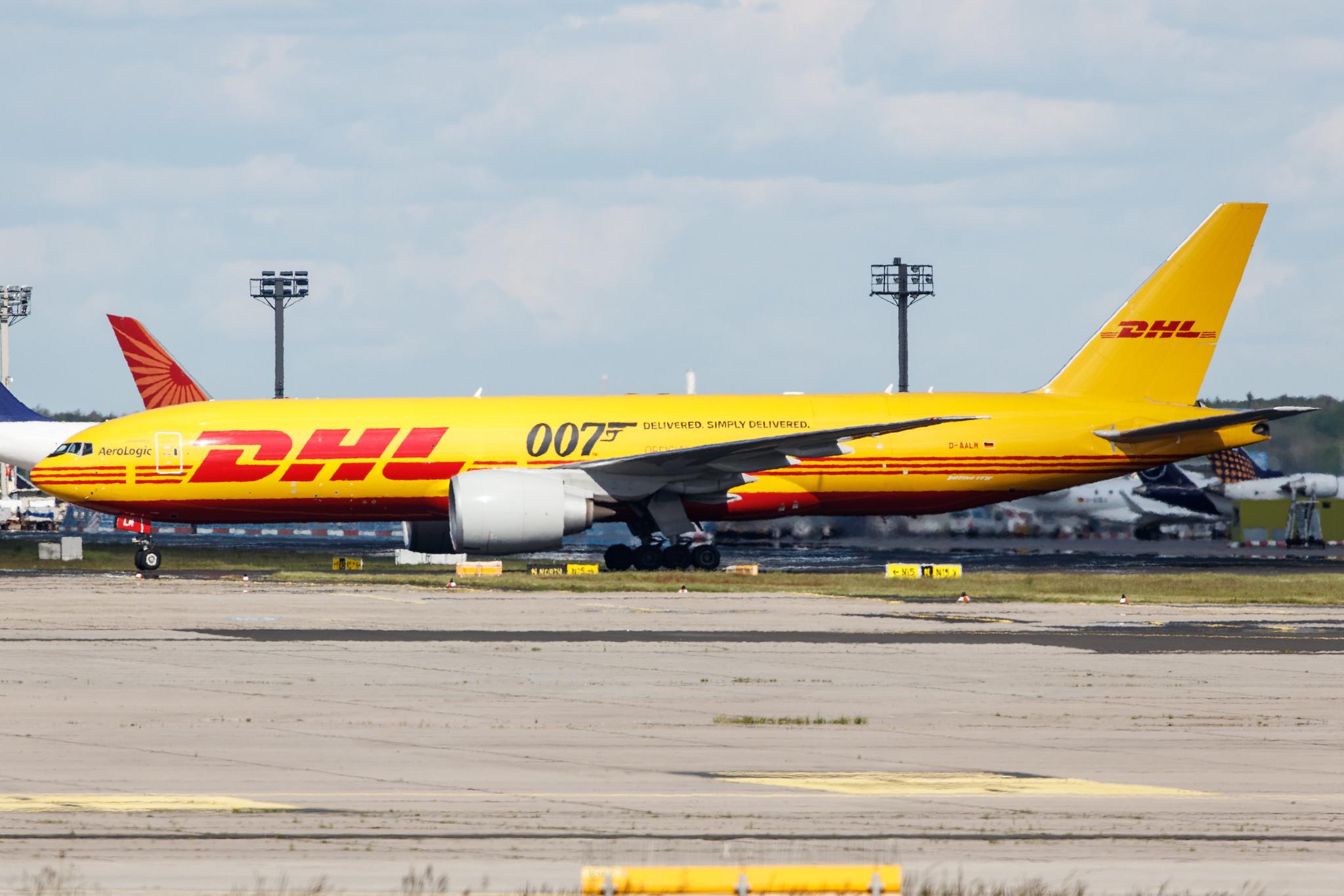 Frankfurt Airport: DHL (D0 / DHK) | Operator: AeroLogic | Livery: 007 Delivered. Simply Delivered. | Boeing 777-F B77L | D-AALM | MSN 66082