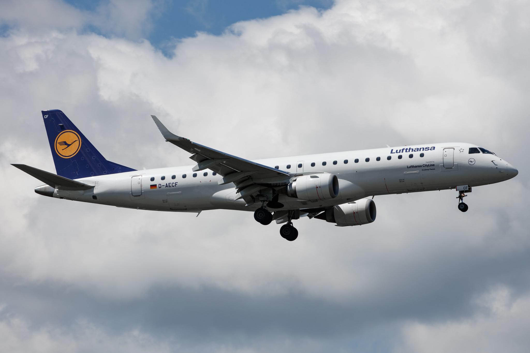 Frankfurt Airport: Lufthansa (LH / DLH) | Operator: Lufthansa CityLine |  Embraer E190LR E190 | D-AECF | MSN 19000359