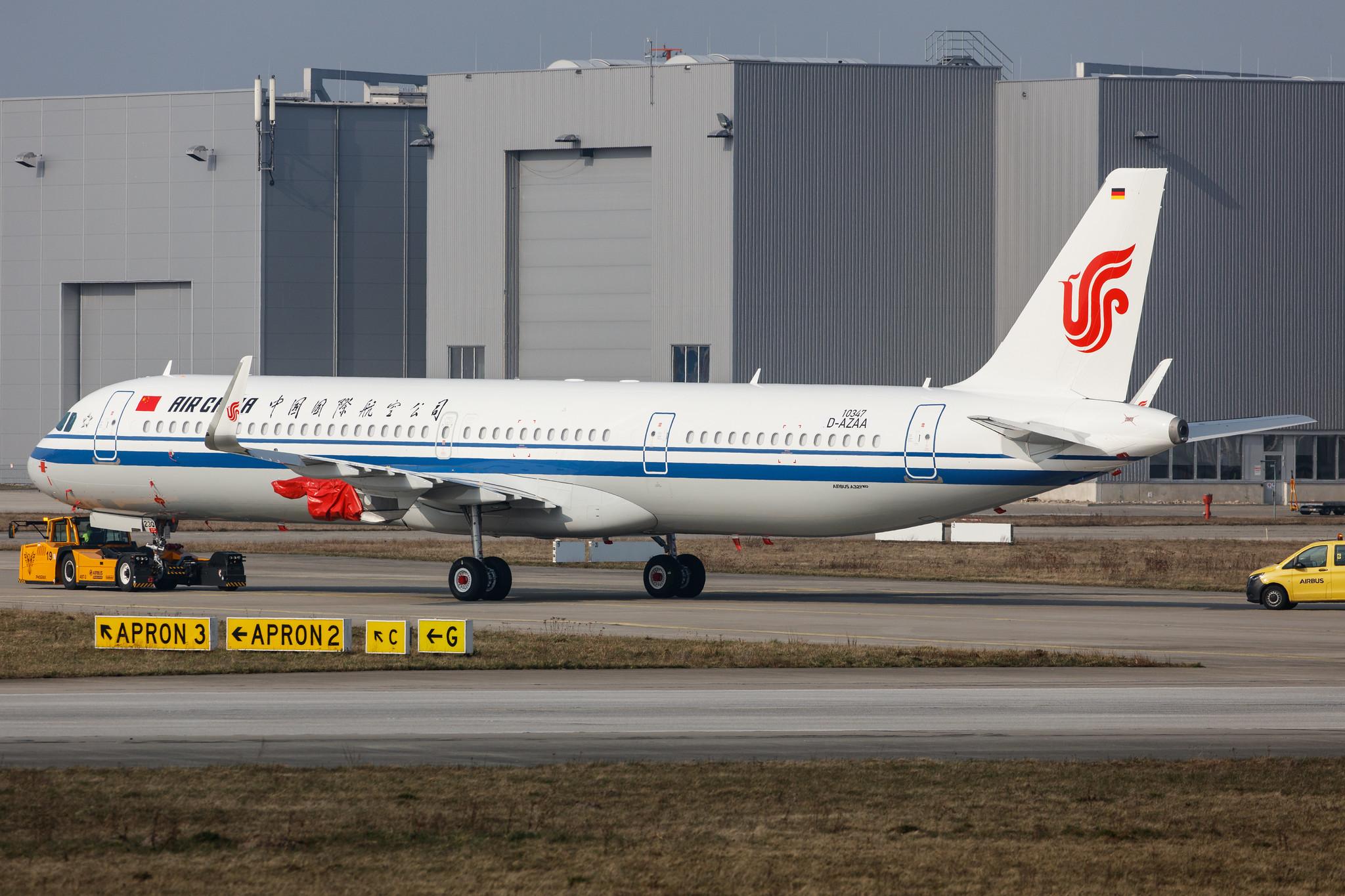 Hamburg Finkenwerder: Air China (CA / CCA) |  Airbus A321-272NX A21N | D-AZAA (B-323Q) | MSN 10347