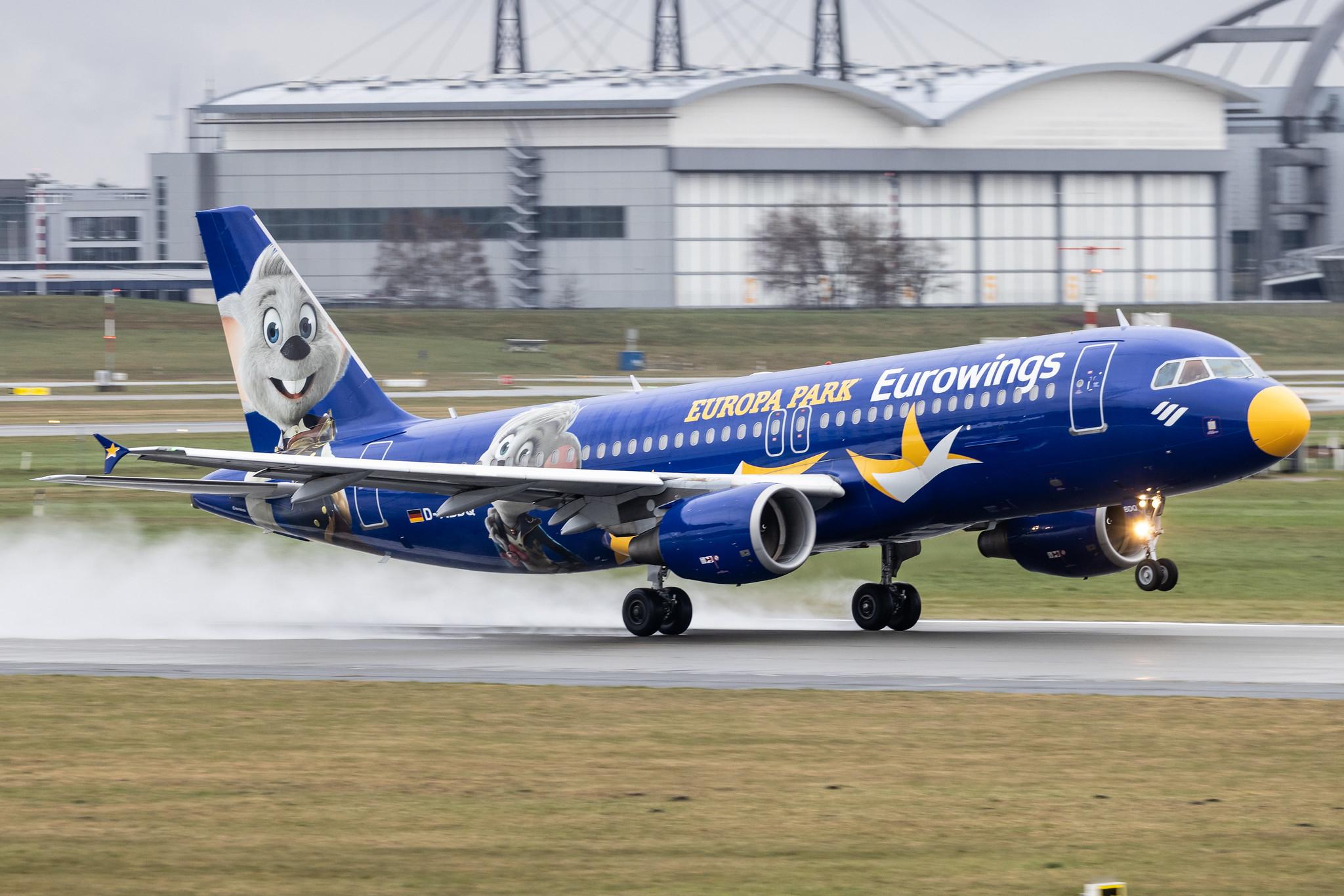 Hamburg Airport: Eurowings (EW / EWG) |  Livery: Europa Park Livery |  Airbus A320-214 A320 | D-ABDQ | MSN 3121