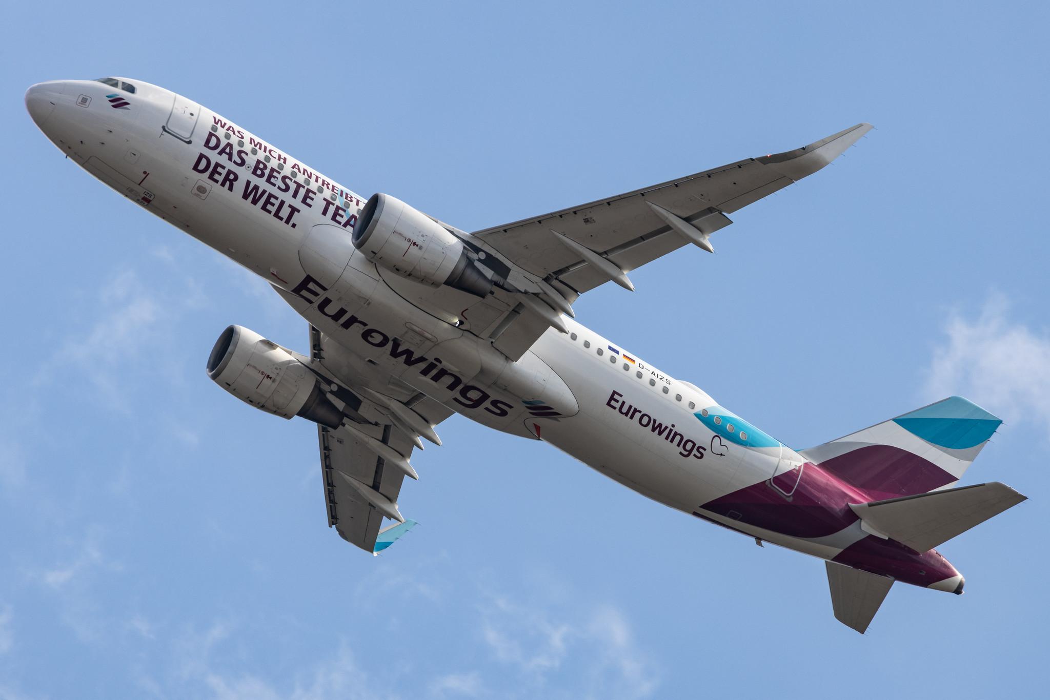 Köln Bonn Airport: Eurowings (EW / EWG) |  Livery: Das beste Team der Welt Livery |  Airbus A320-214 A320 | D-AIZS | MSN 5557